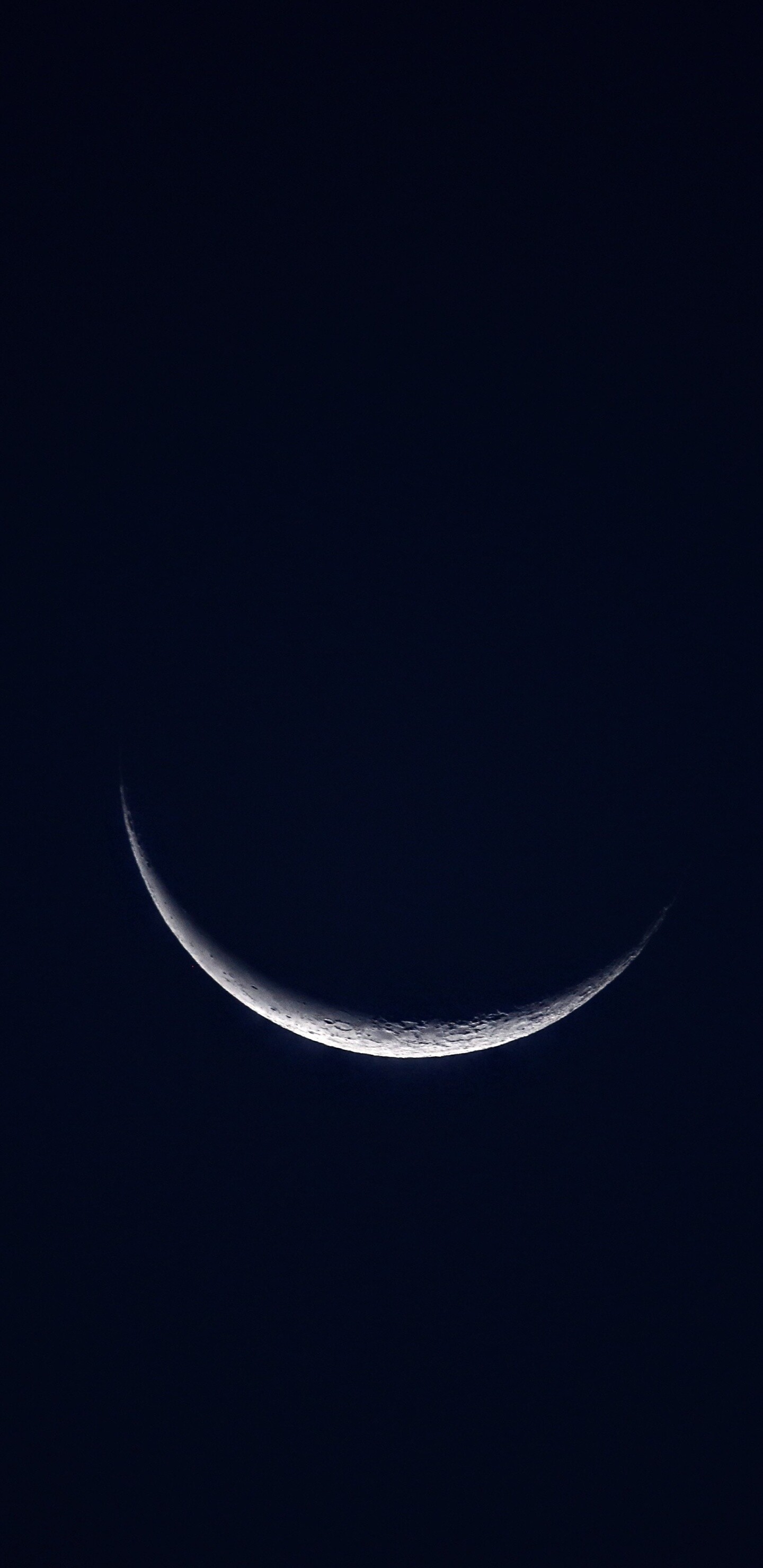 Moon: Crescent, Night sky, Lunar phase. 1440x2960 HD Wallpaper.