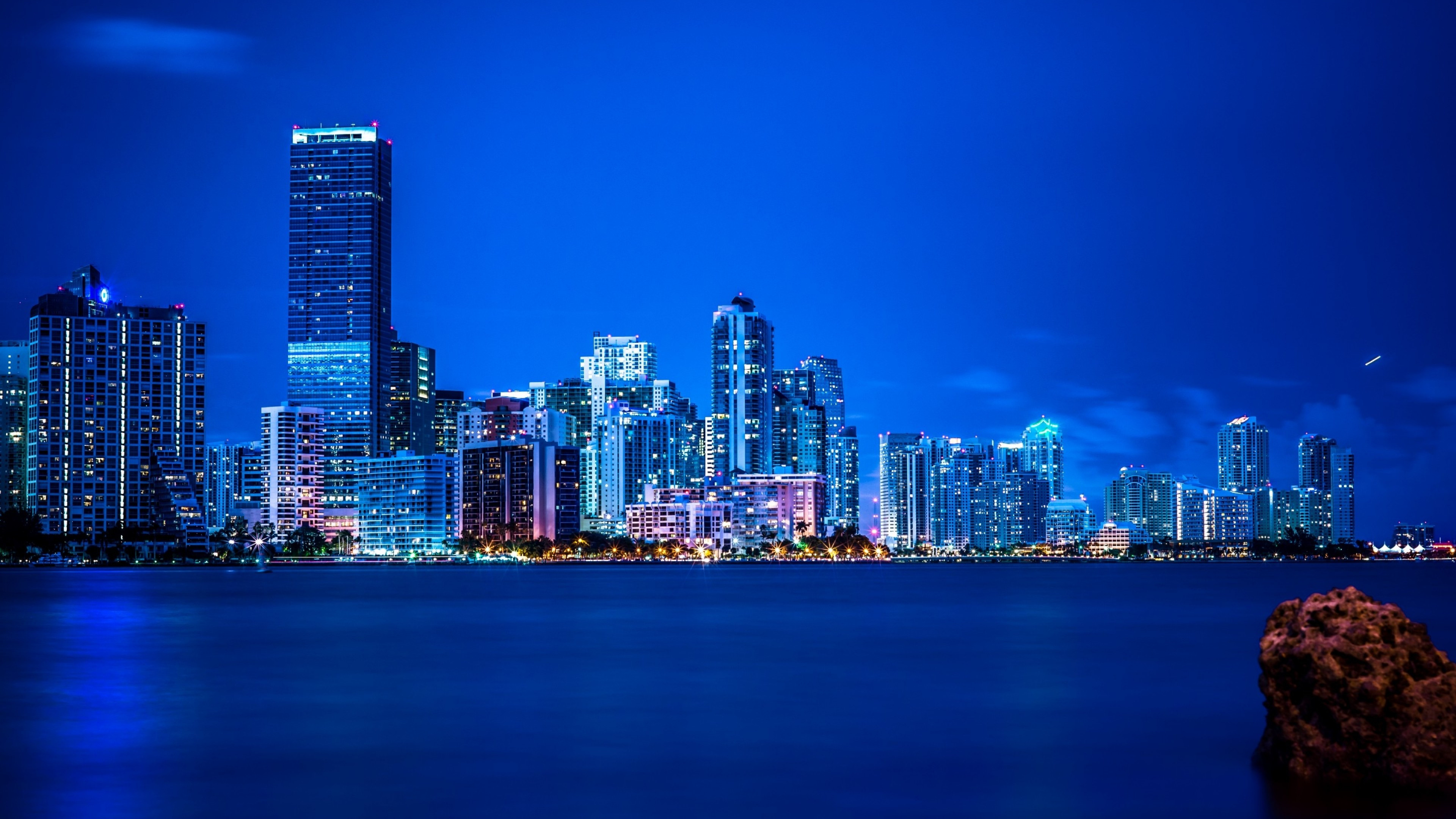 Miami travels, Cityscape wallpaper, Night lights, UHD TV, 3840x2160 4K Desktop