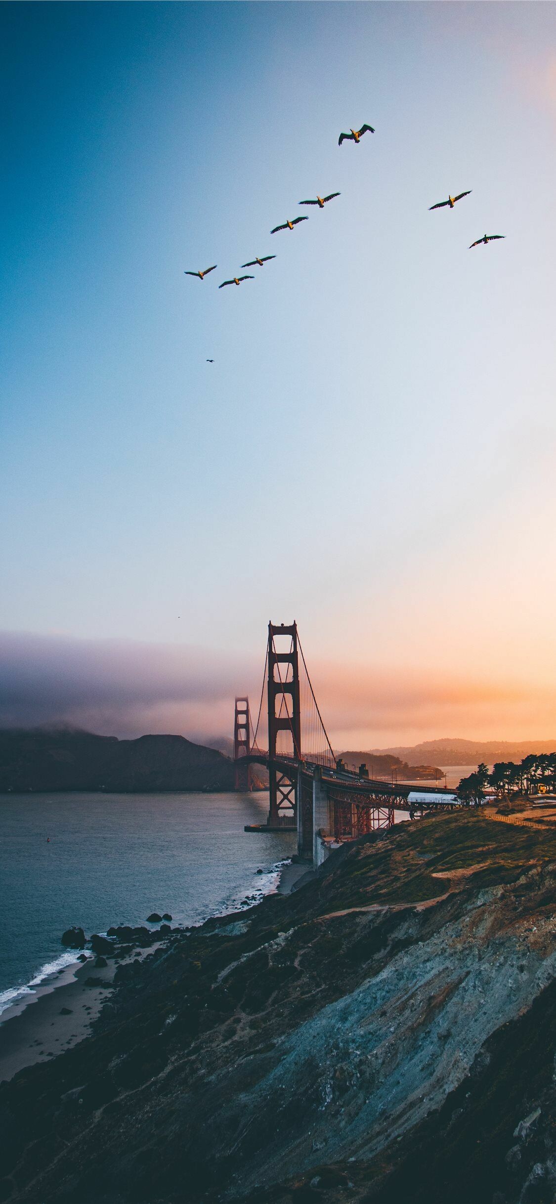 United States: A suspension bridge spanning the Golden Gate, San Francisco, California. 1130x2440 HD Wallpaper.