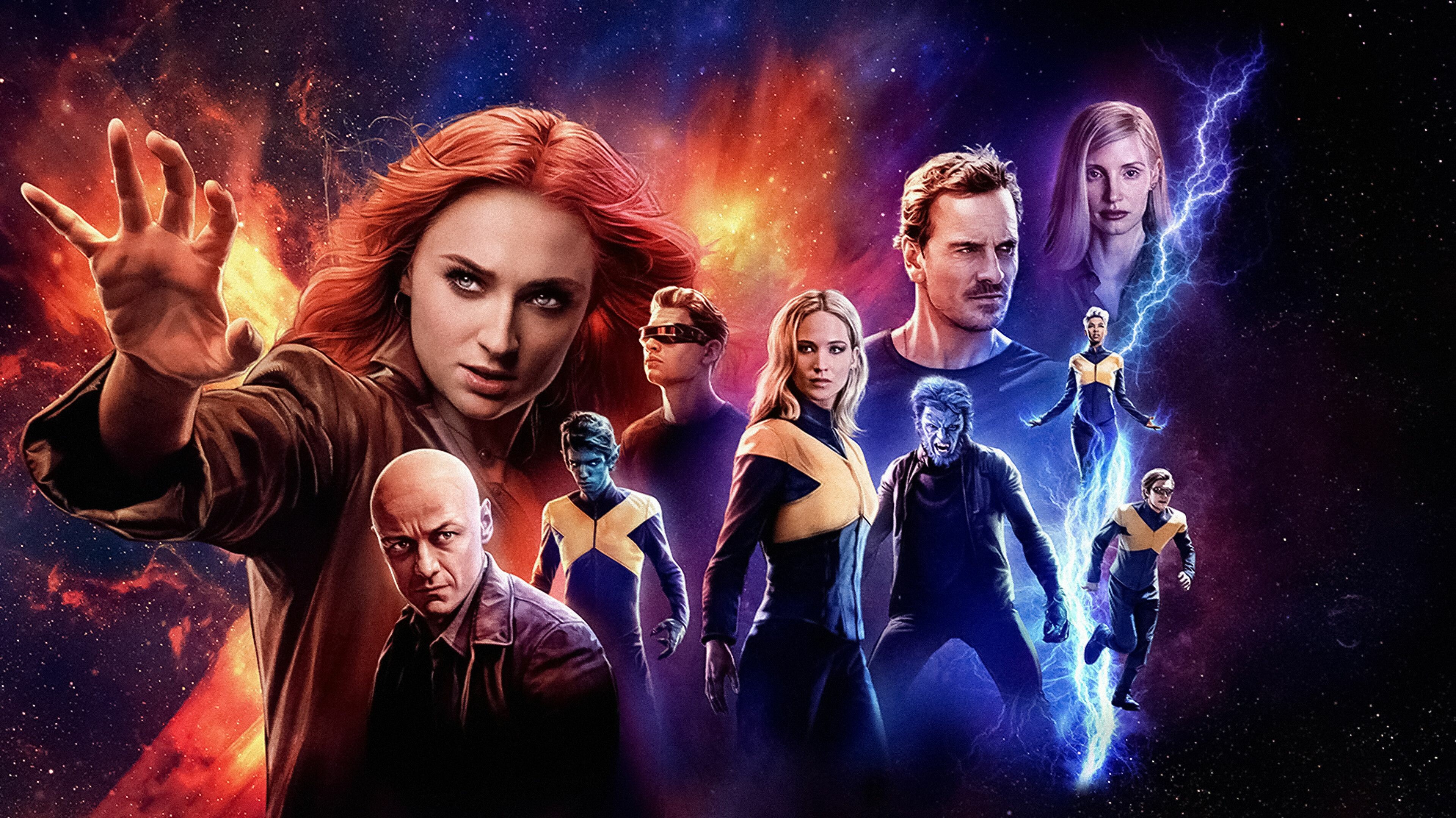 X-Men: Dark Phoenix, Magneto, Professor X, Mystique. 3840x2160 4K Background.