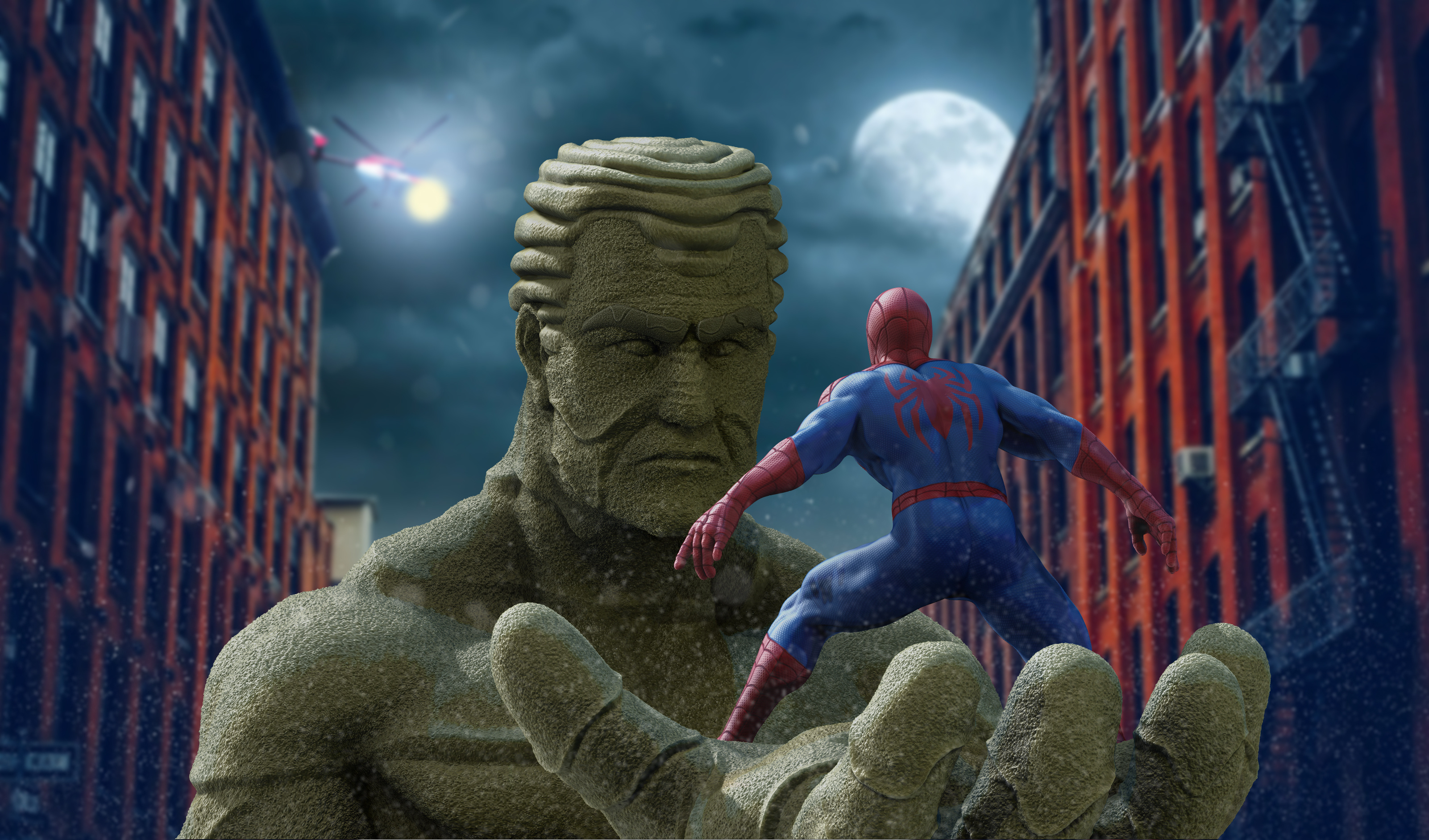 Spiderman vs Sandman, 3D printable object, Cults collection, STL file, 3210x1890 HD Desktop