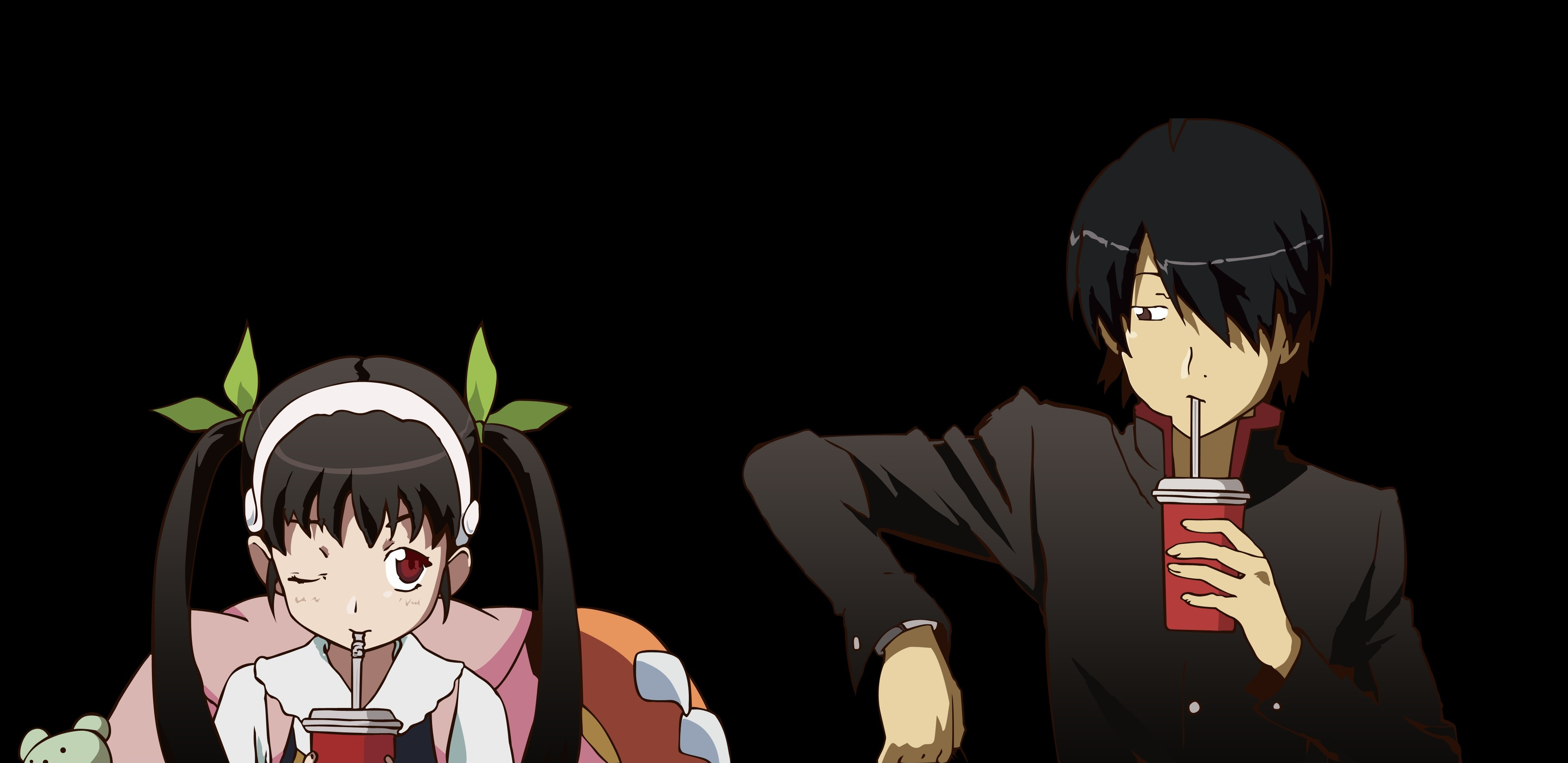 Monogatari series, Anime masterpiece, Engaging storytelling, Intriguing characters, 3840x1870 Dual Screen Desktop