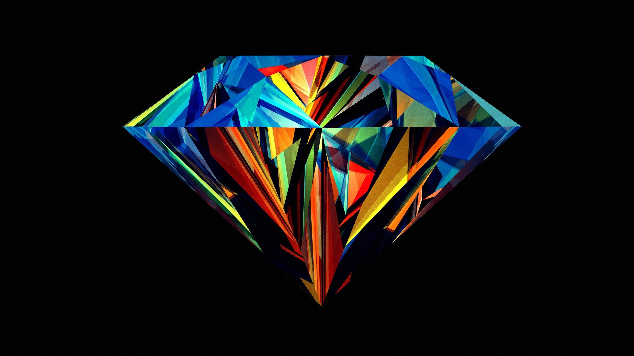 Geometry: Abstract and colorful diamond, Polygons, Acute angles. 2560x1440 HD Background.