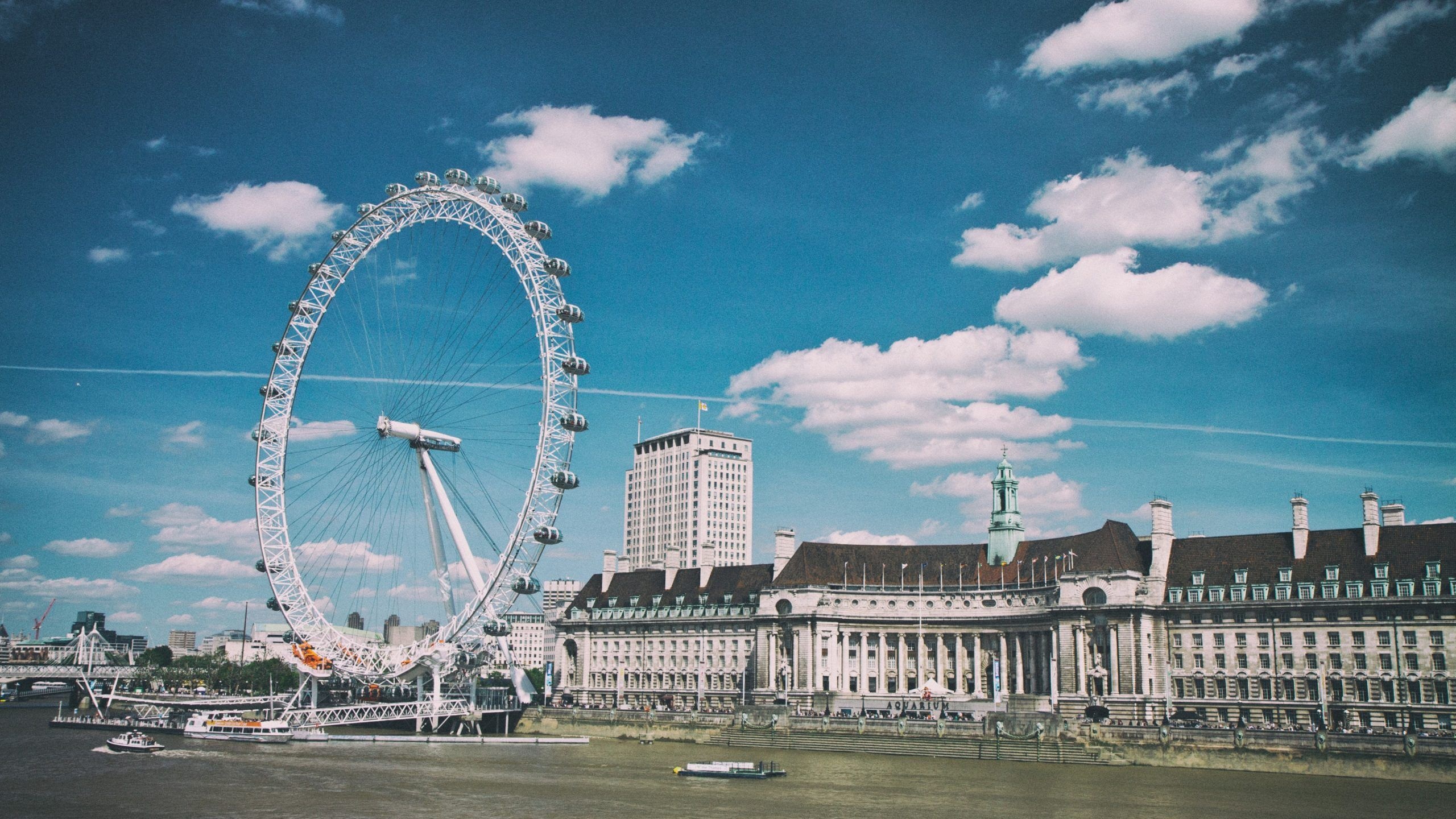 London Eye, Striking eyes, Urban wallpaper, City view, 2560x1440 HD Desktop