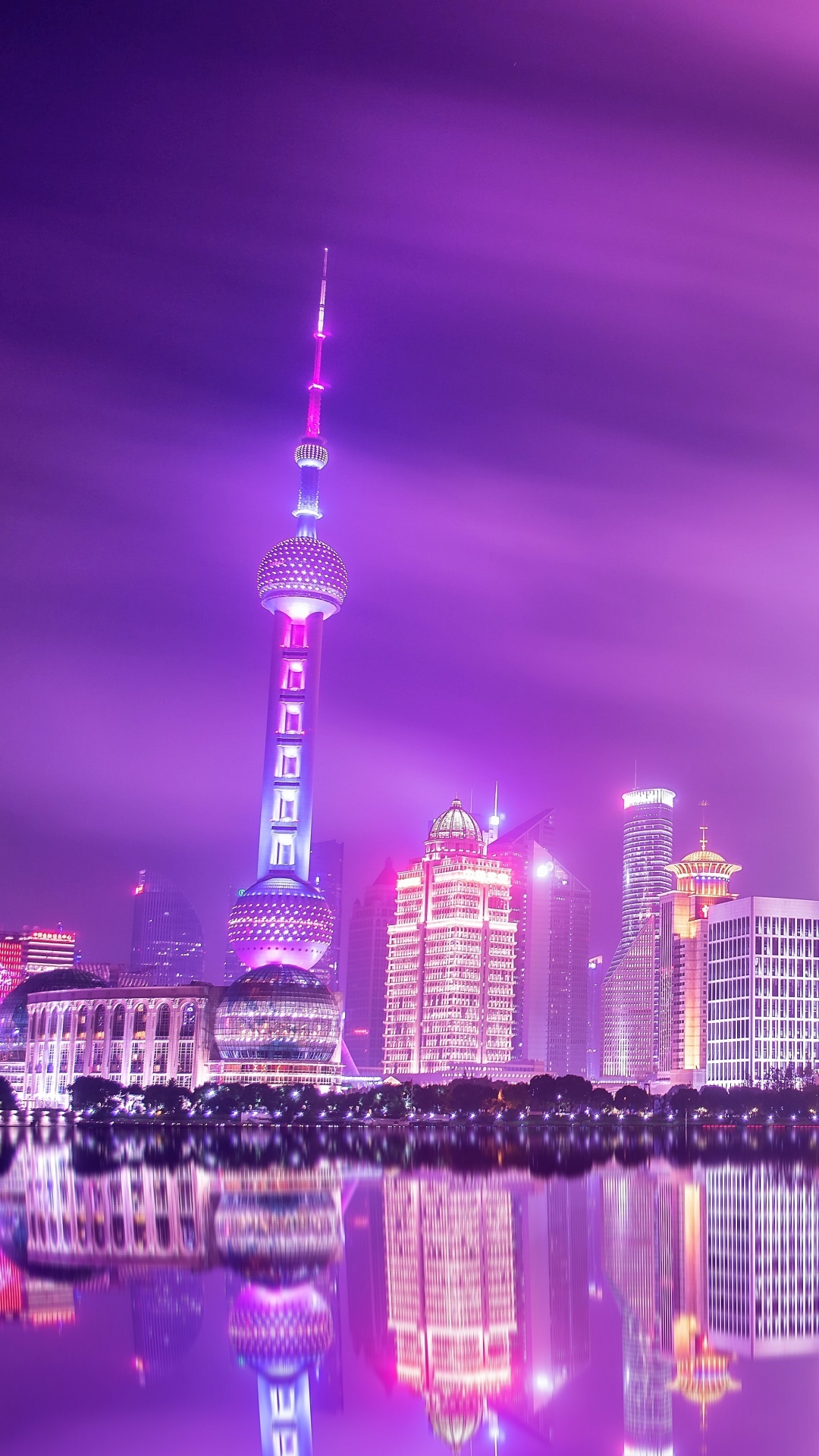 Oriental Pearl Tower, Shanghai, China city, City lights, 1080x1920 Full HD Phone