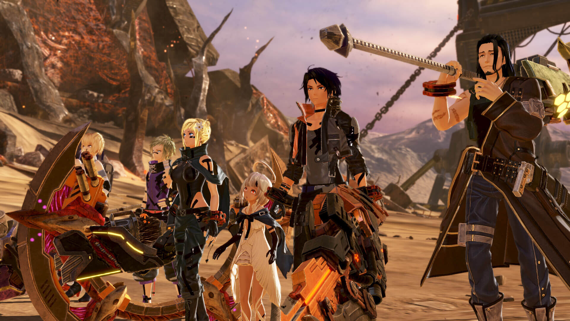 God Eater (Game): The Protagonist, Claire Victorious, Phym, Zeke Pennywort, Hugo Pennywort. 1920x1080 Full HD Background.