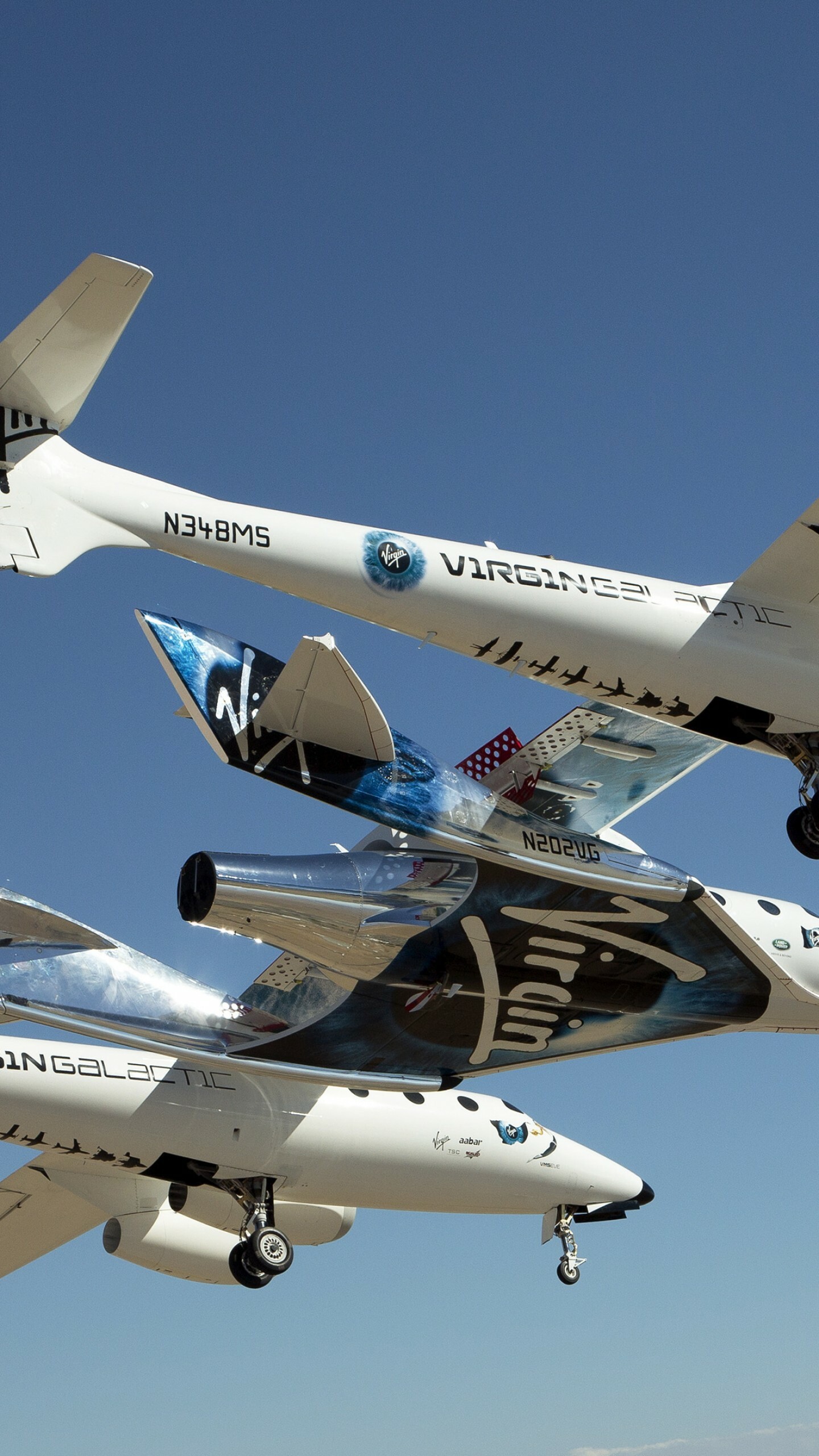 Space Tourism: SpaceShipTwo, VSS Unity, Virgin Galactic, Commercial starship. 1440x2560 HD Background.