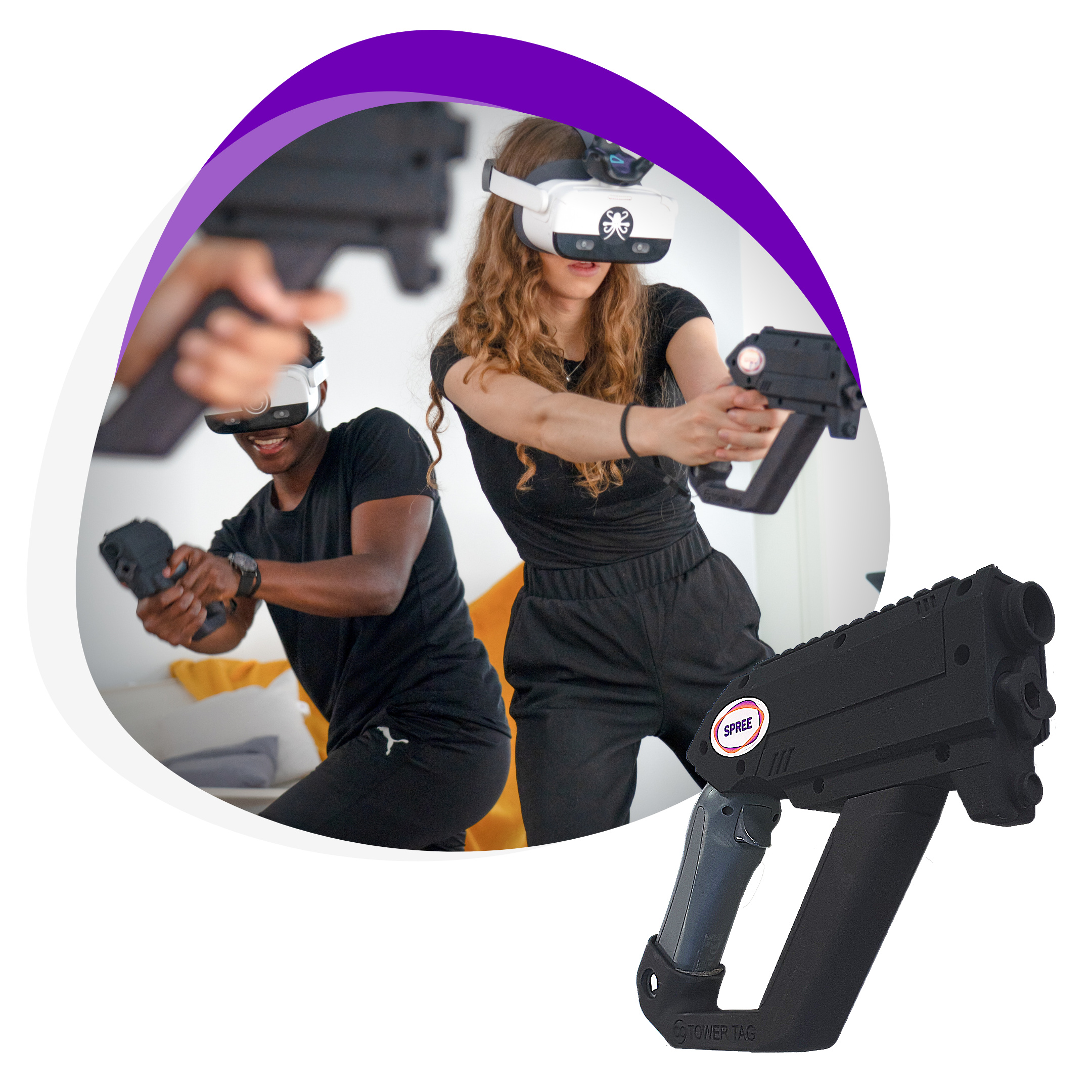 Laser Tag: A recreational shooting sport in virtual reality, Light guns. 2160x2160 HD Background.