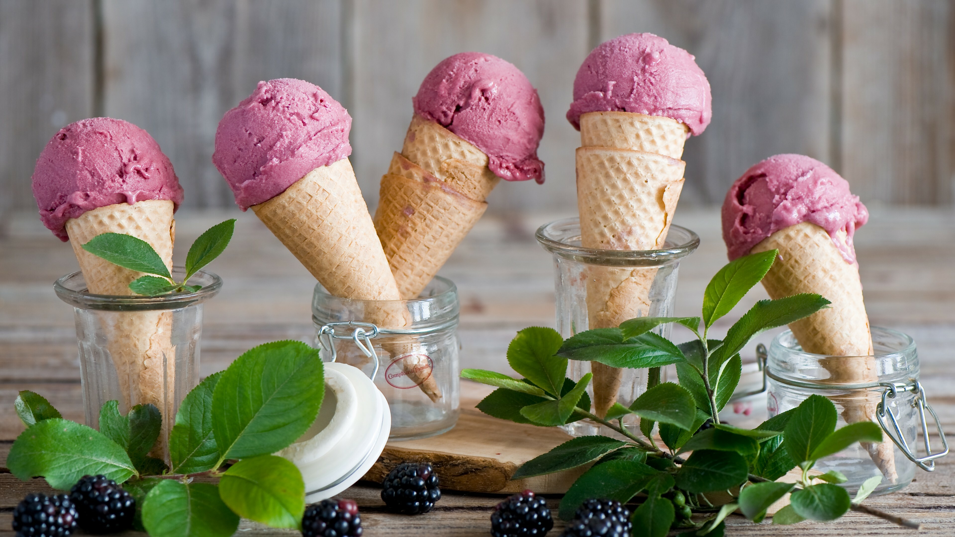 Ice Cream: Blueberry, Summer food, Frozen. 3840x2160 4K Wallpaper.