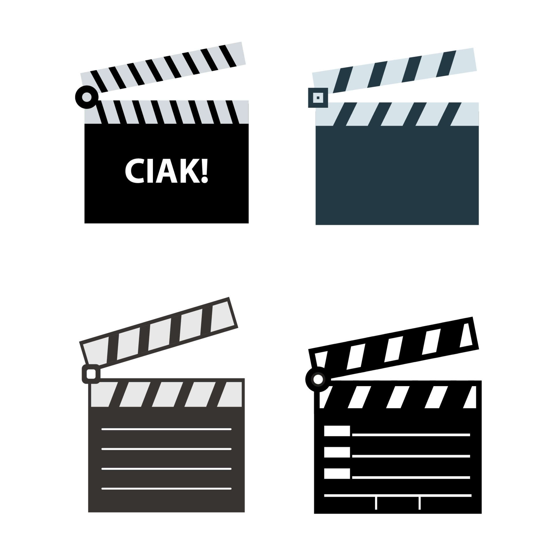 Clapperboard set, White background, Vector art, 1920x1920 HD Phone