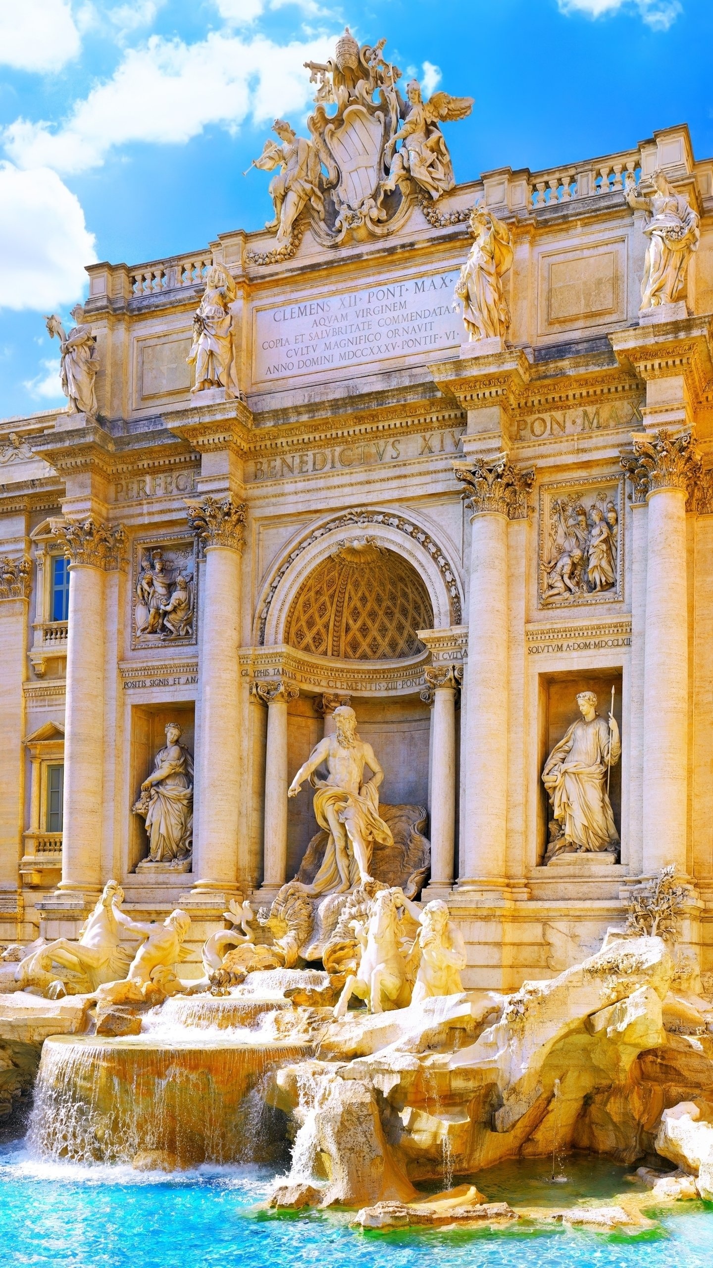 Trevi Fountain, Italian tourism, Iconic landmark, Rome sightseeing, 1440x2560 HD Handy