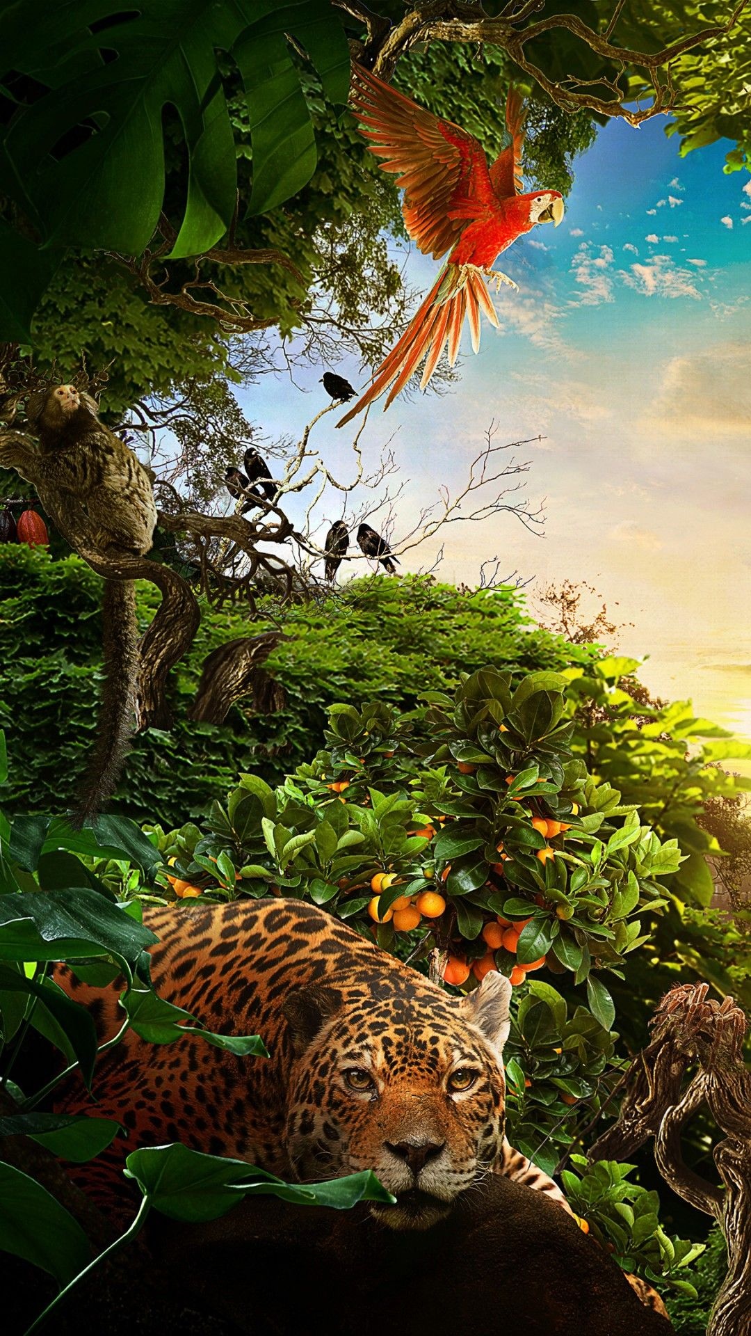 Jungle Animal, Jungle-themed iPhone wallpapers, Tropical beauty, Nature on your screen, 1080x1920 Full HD Handy