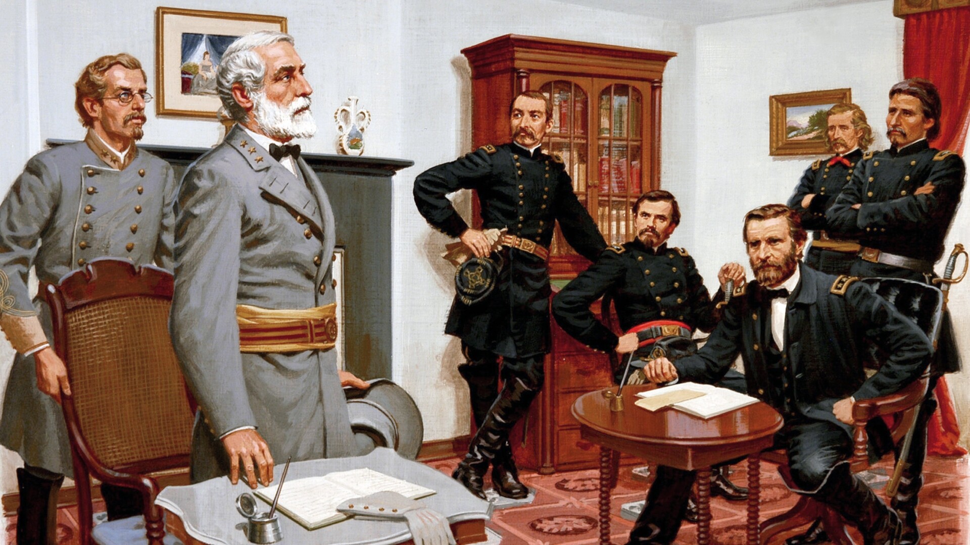 General Lee (Robert Edward): Conclusion of the American Civil War, 1865, Surrender, Union’s Ulysses S. Grant, Appomattox Court House. 1920x1080 Full HD Wallpaper.