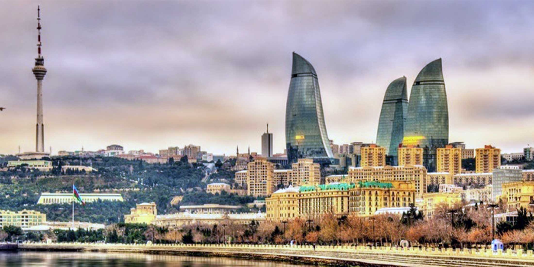 Azerbaijan: A presidential republic with three branches of power – Executive, Legislative, and Judicial, AZ. 2200x1100 Dual Screen Background.