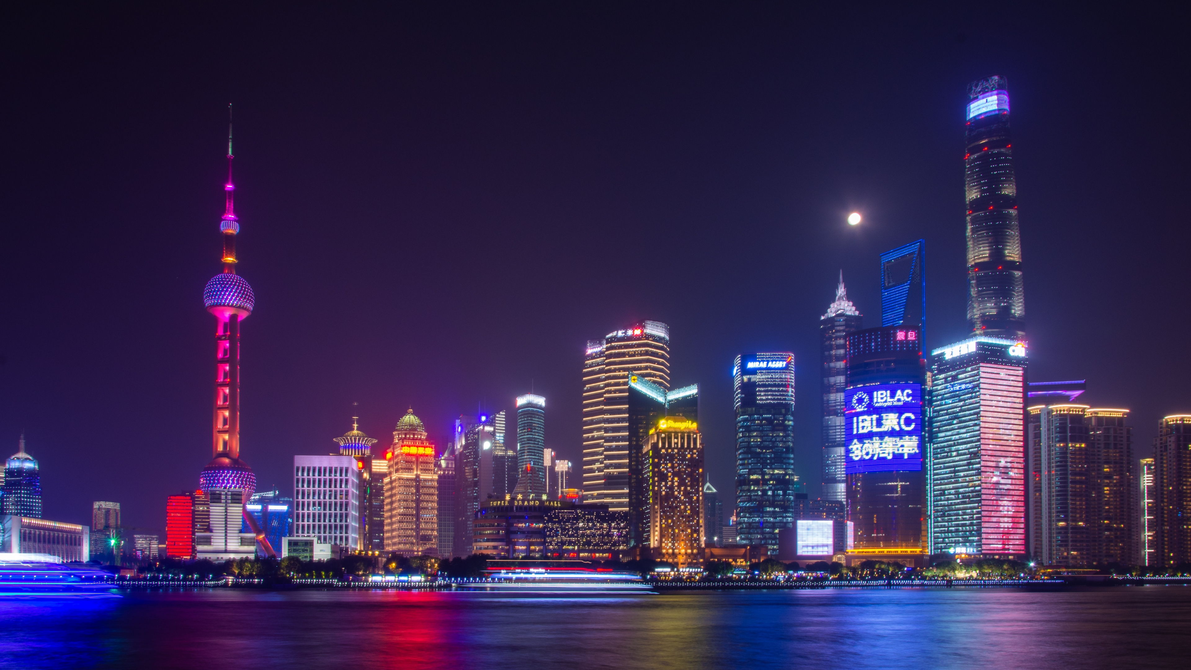 Shanghai Skyline, Night view, Beautiful architecture, Urban beauty, 3840x2160 4K Desktop
