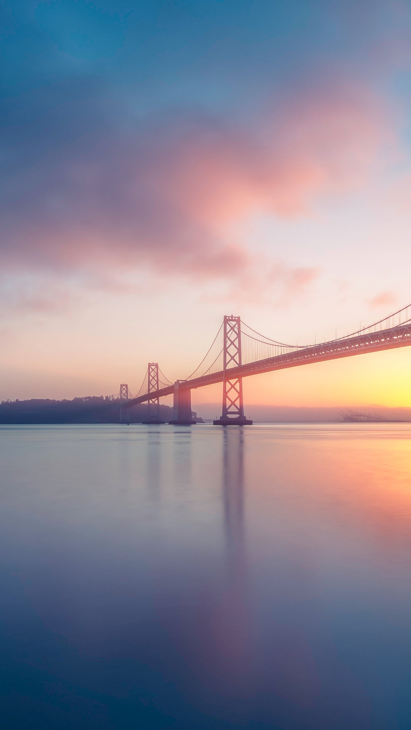 Oakland Bay Bridge, Sunrise in California, World wallpaper, 1440x2560 HD Phone