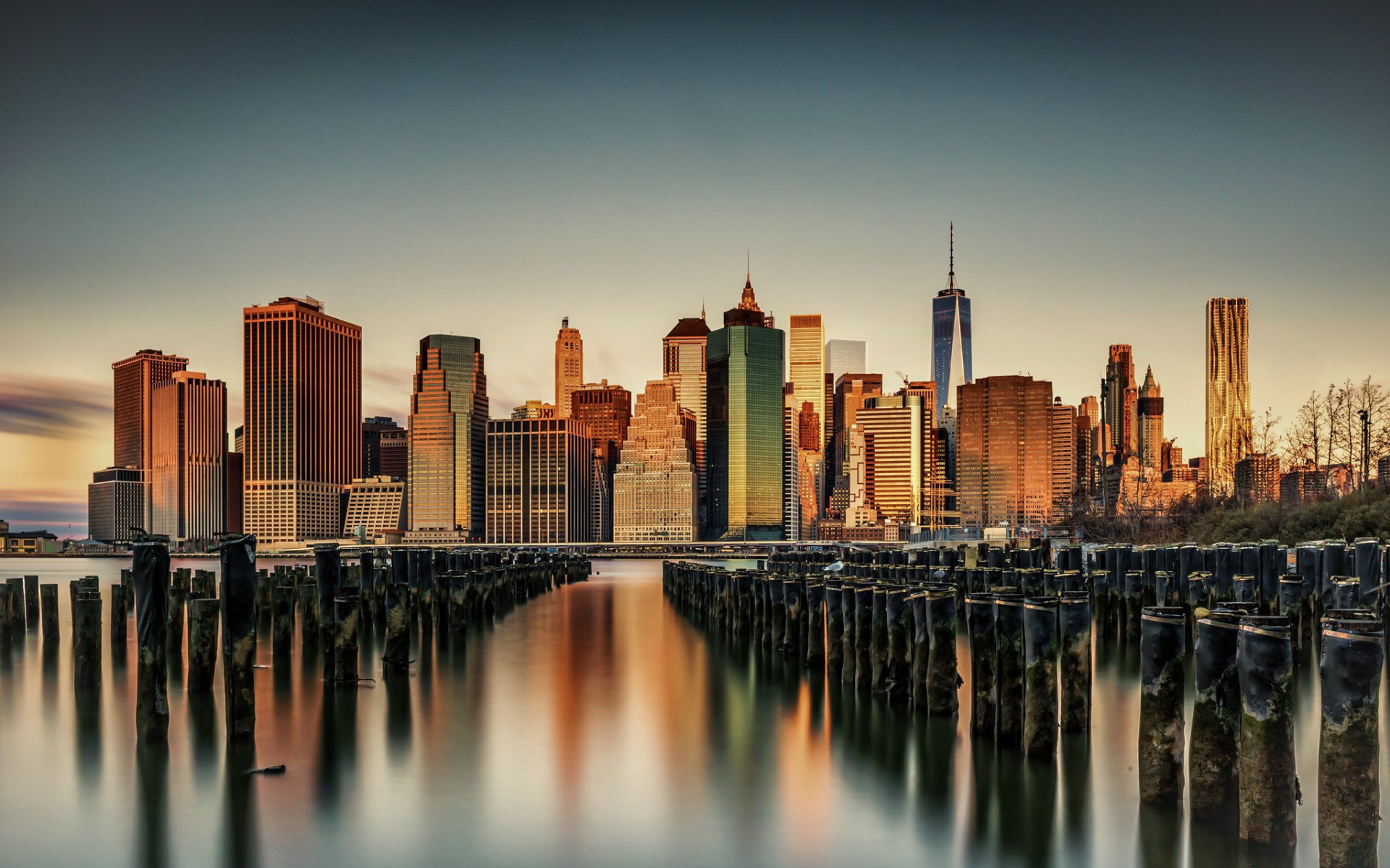 New York Manhattan Sunset, Cityscape, United States, 1920x1200 HD Desktop