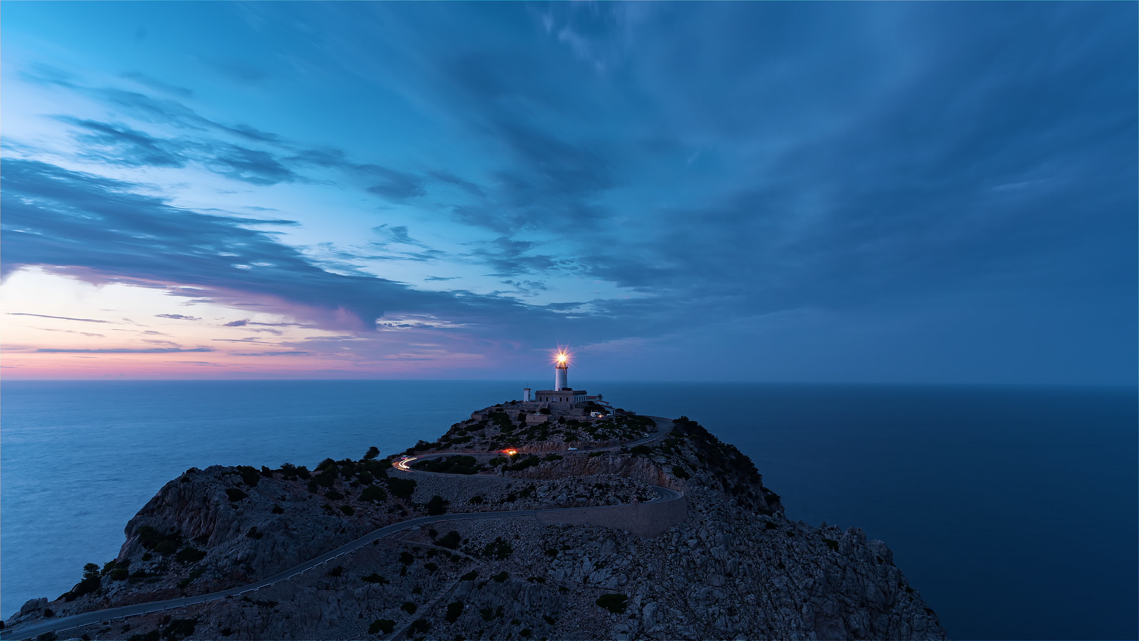 4K time-lapse sequence, Formentor Spain, Blue hour Mallorca, 3840x2160 4K Desktop