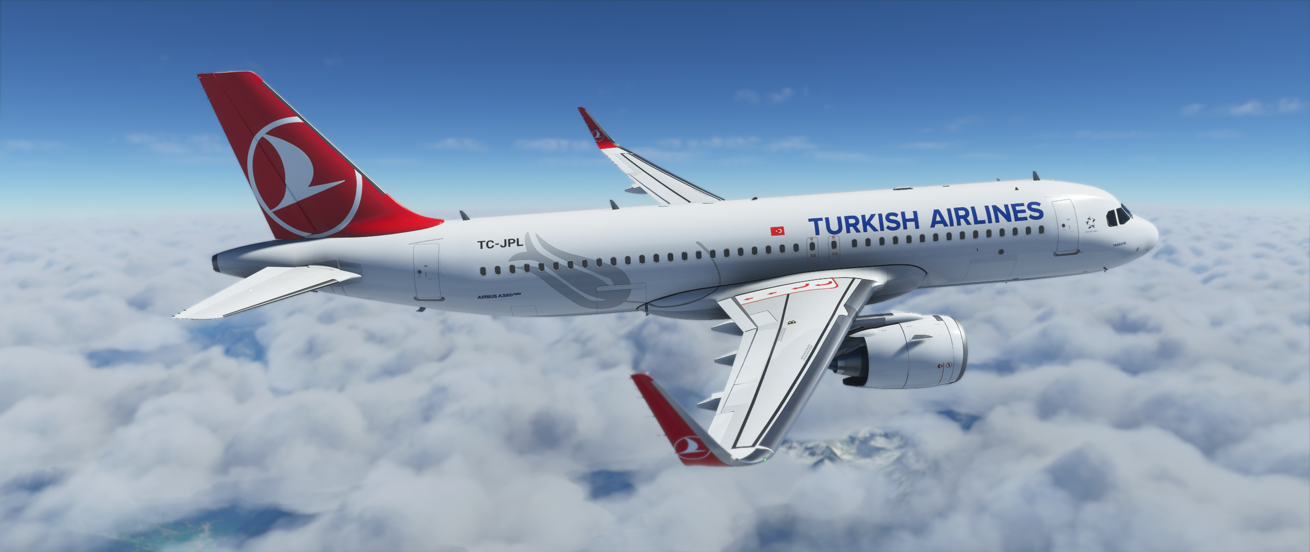 Turkish Airlines, A320neo liveries, Flight simulator, Microsoft Flight Simulator, 2560x1080 Dual Screen Desktop