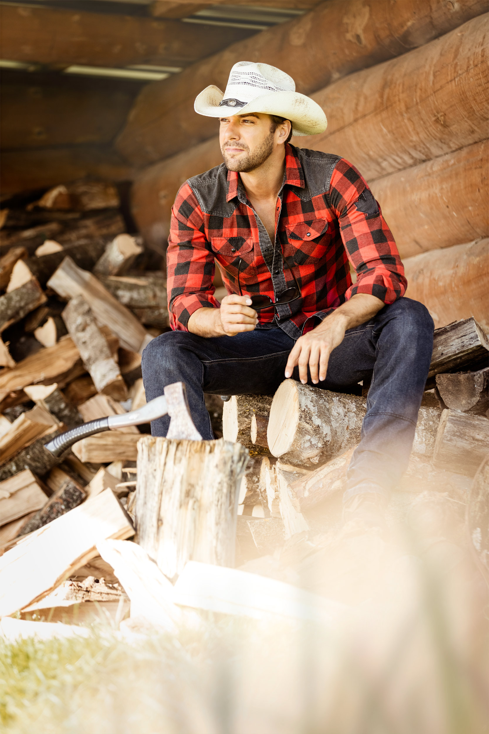 Lumberjack: Western fashion, A man engaged in chopping firewood, Ax, Feller. 1670x2500 HD Background.