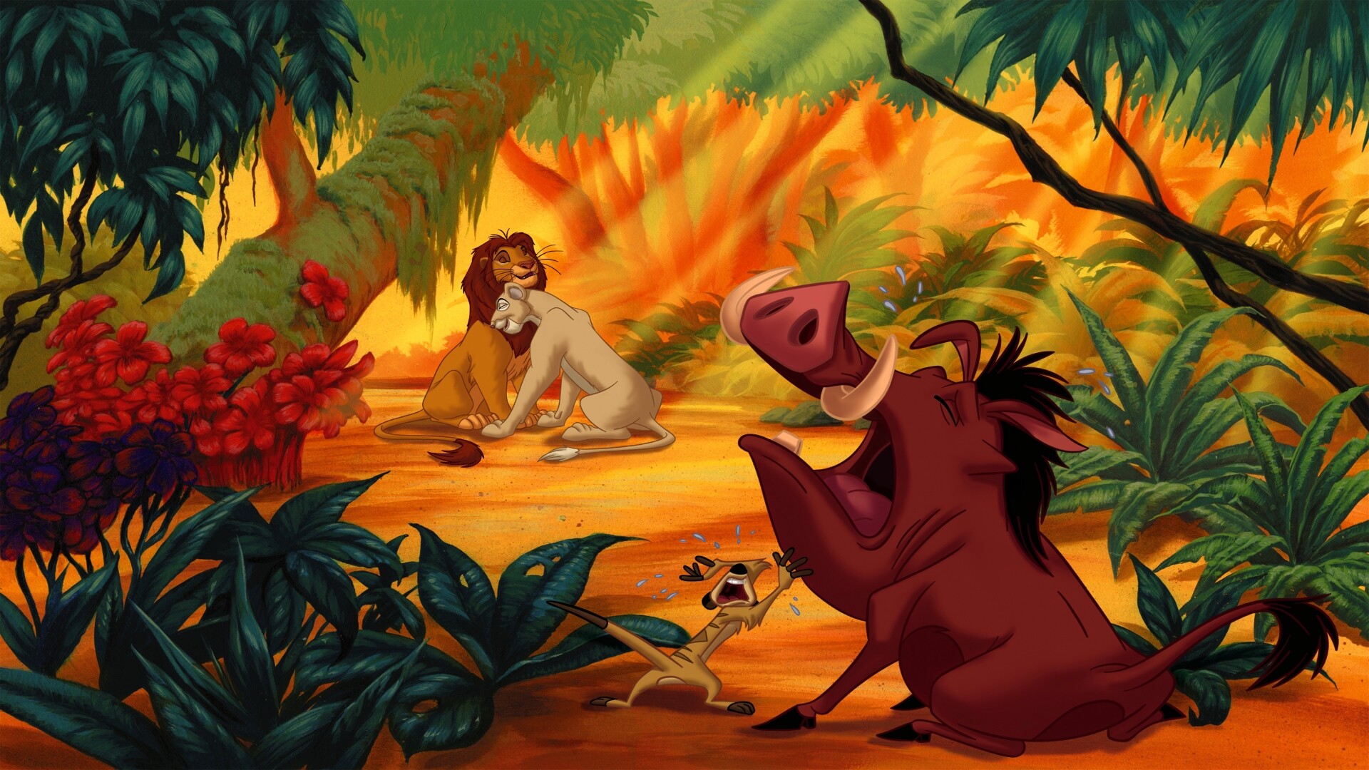 The Lion King: Timon and Pumbaa, A meerkat and warthog, Simba's best friends. 1920x1080 Full HD Background.