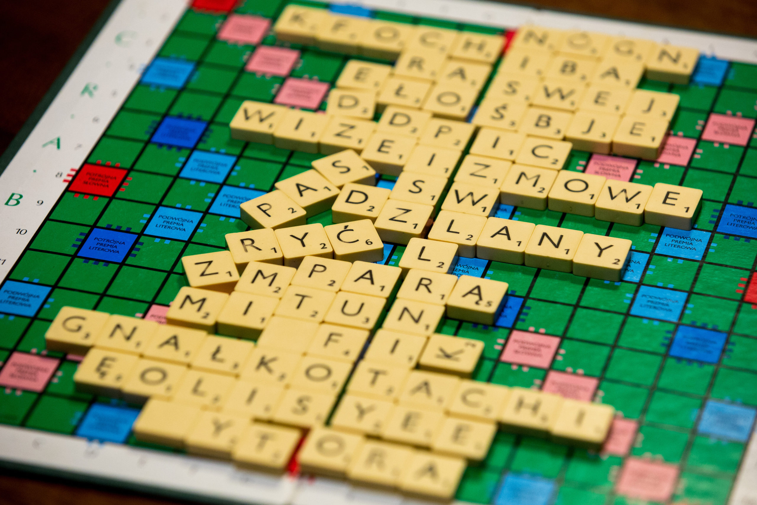 Scrabble: The board of an official Mattel design, Premium square colors that increase the final score, Bingo. 2560x1710 HD Background.