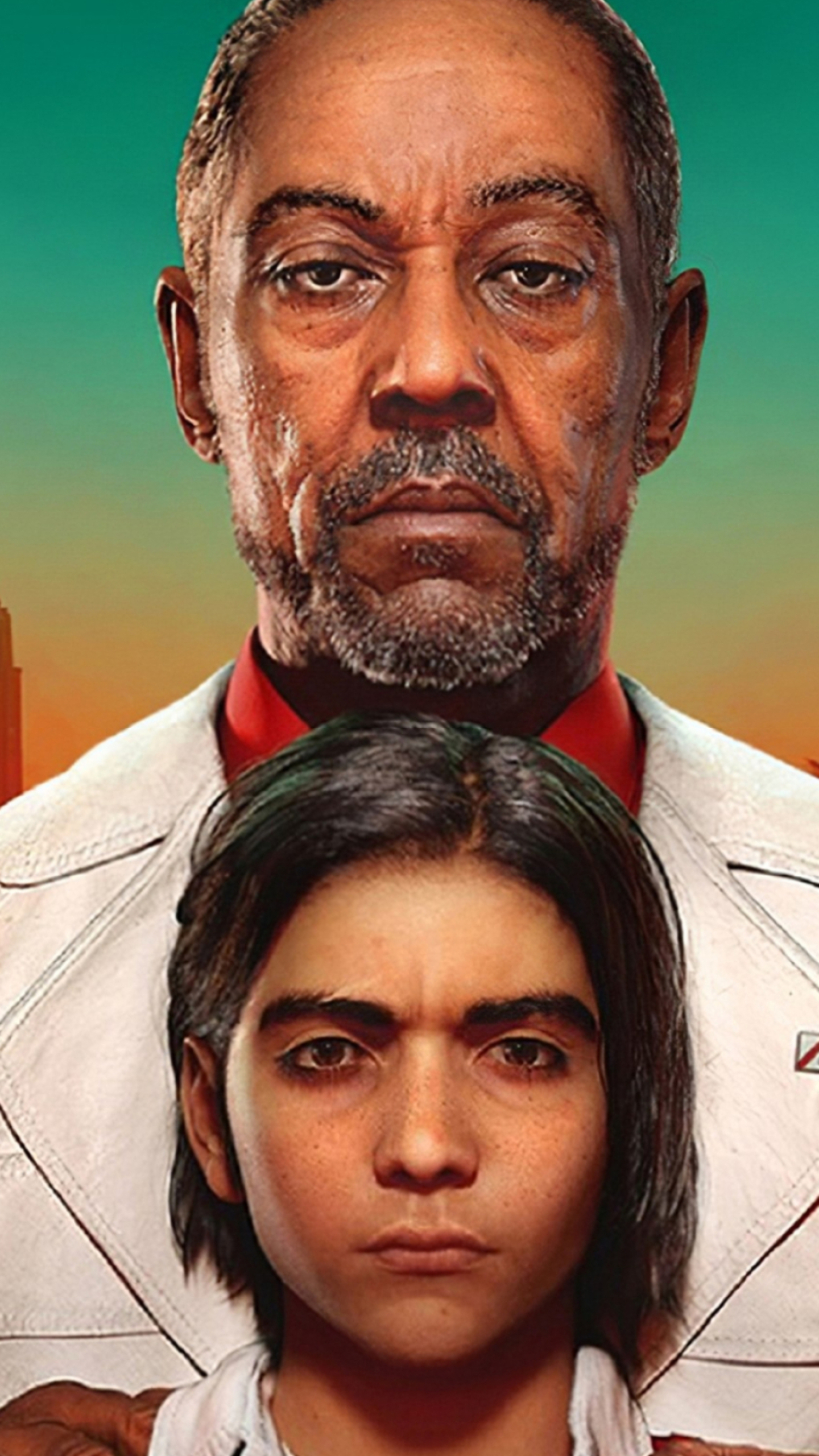 Giancarlo Esposito: Anton Castillo, Diego Castillo, A father and a son in the Far Cry 6 video game. 1440x2560 HD Background.