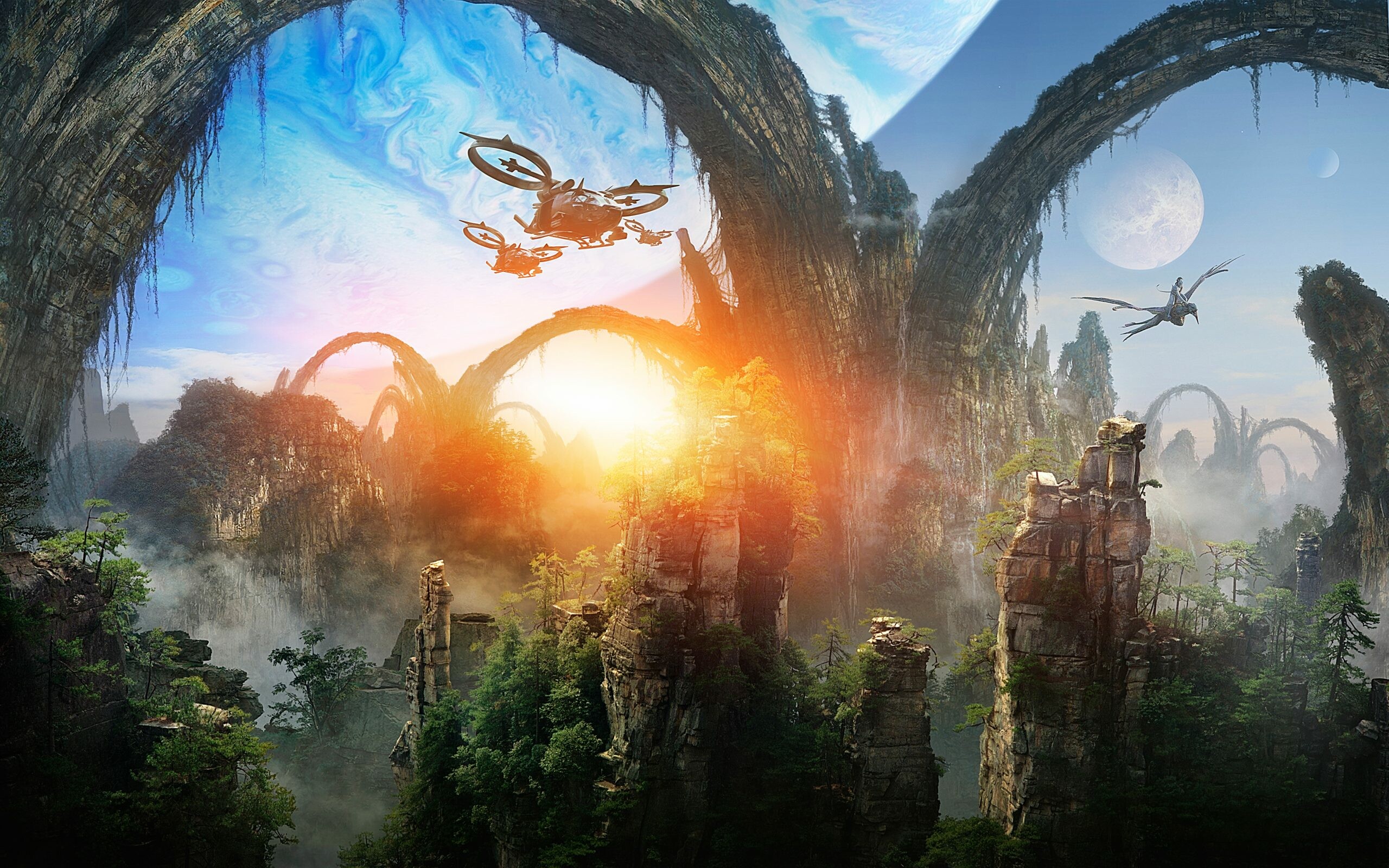 Avatar: The expansion of the mining colony threatens the continued existence of a local tribe of Na'vi – a humanoid species indigenous to Pandora. 2560x1600 HD Background.