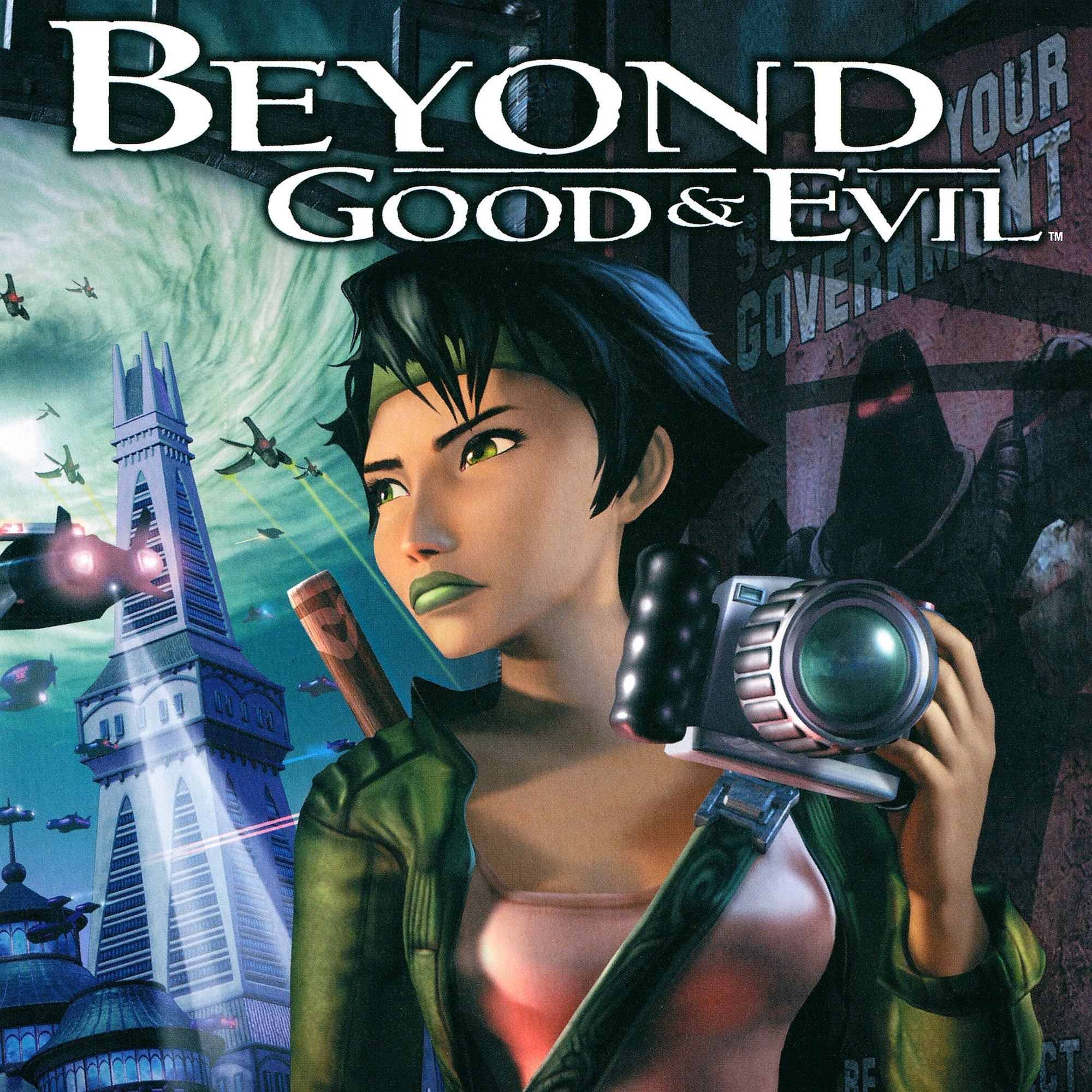 Beyond Good and Evil (Game): The female character of the action-adventure video game, Black hair, with a green headband. 2000x2000 HD Background.