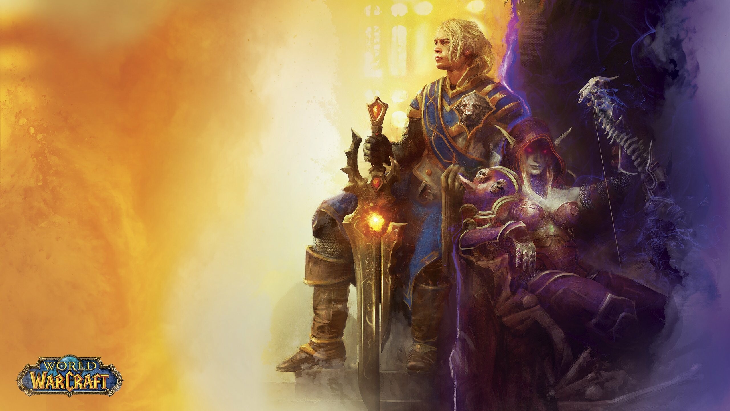 World of Warcraft: Sylvanas Windrunner and Anduin Wrynn, MMORPG. 2560x1440 HD Background.
