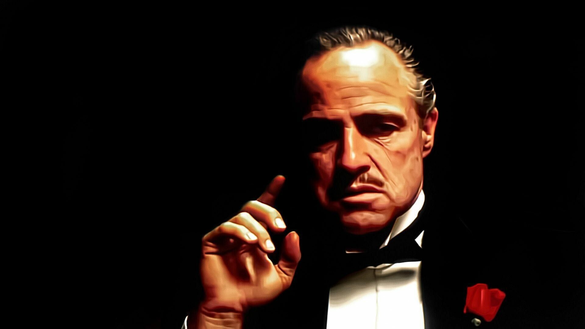 The Godfather: Don Vito Corleone, portrayed by Marlon Brando, 1972 movie. 1920x1080 Full HD Wallpaper.