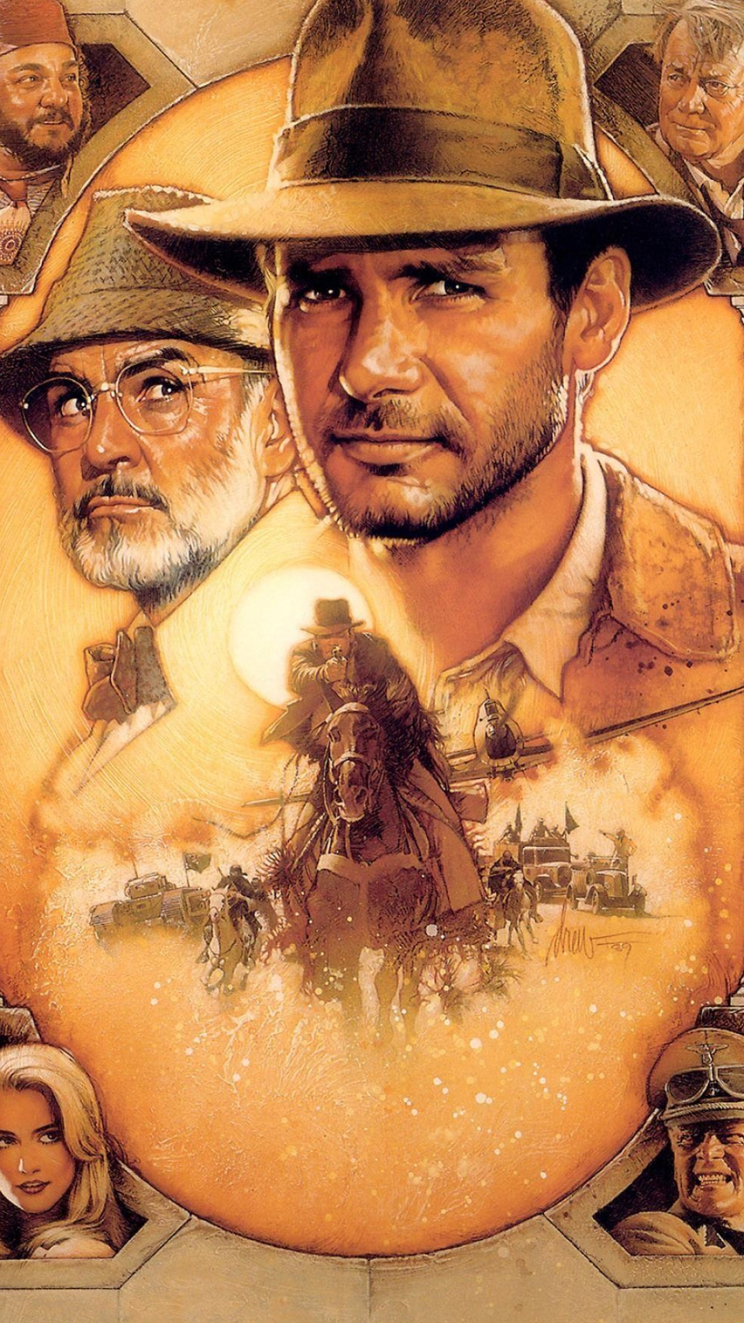 Harrison Ford (Indiana Jones): The third installment in the IJ franchise and a sequel to Raiders of the Lost Ark, 1981. 1080x1920 Full HD Wallpaper.
