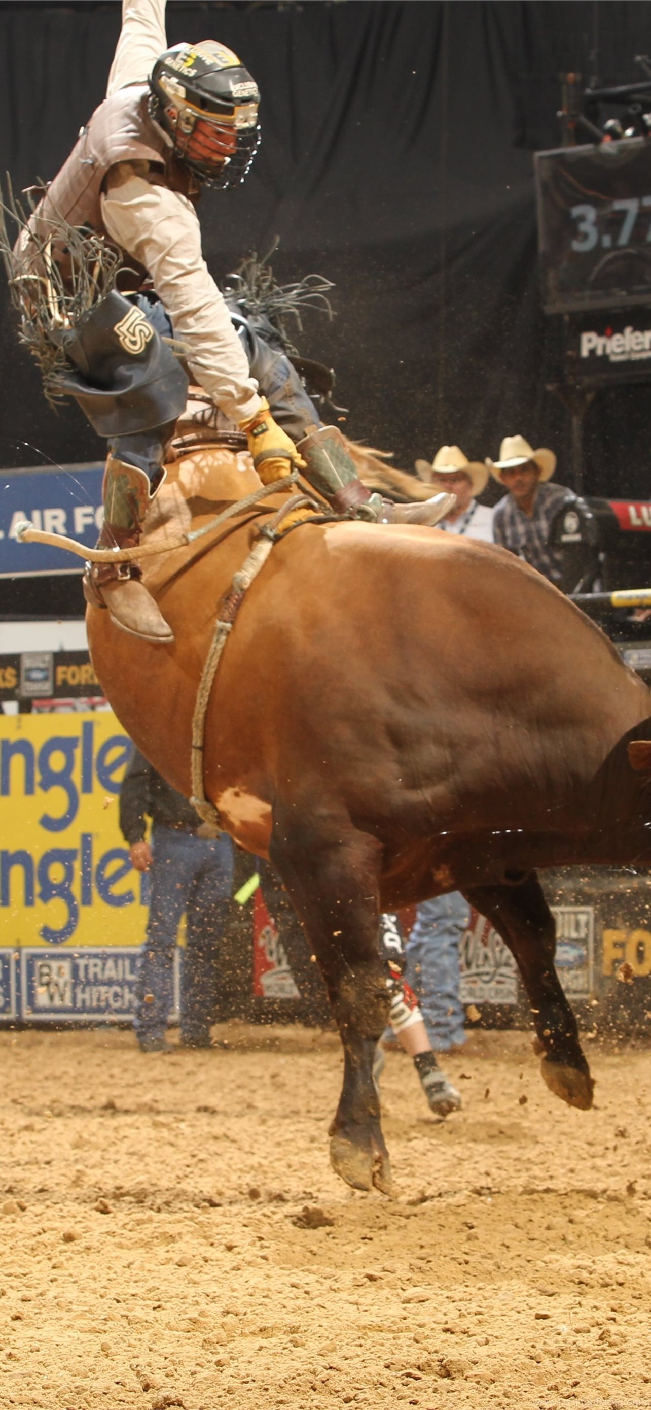 Bullriding: Freestyle American Bullfighting, Raging bull, A rodeo sport, Bullriding tournament. 1290x2780 HD Wallpaper.