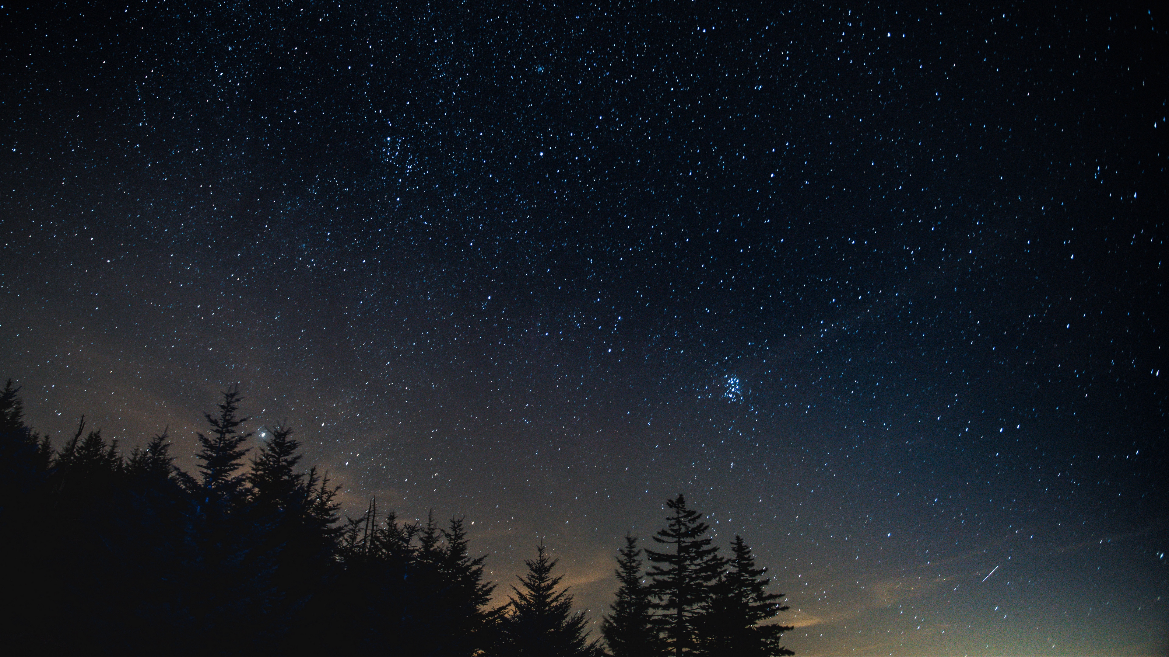 Night sky wonder, Starry sky and trees, Night landscape, Tranquility, 3840x2160 4K Desktop