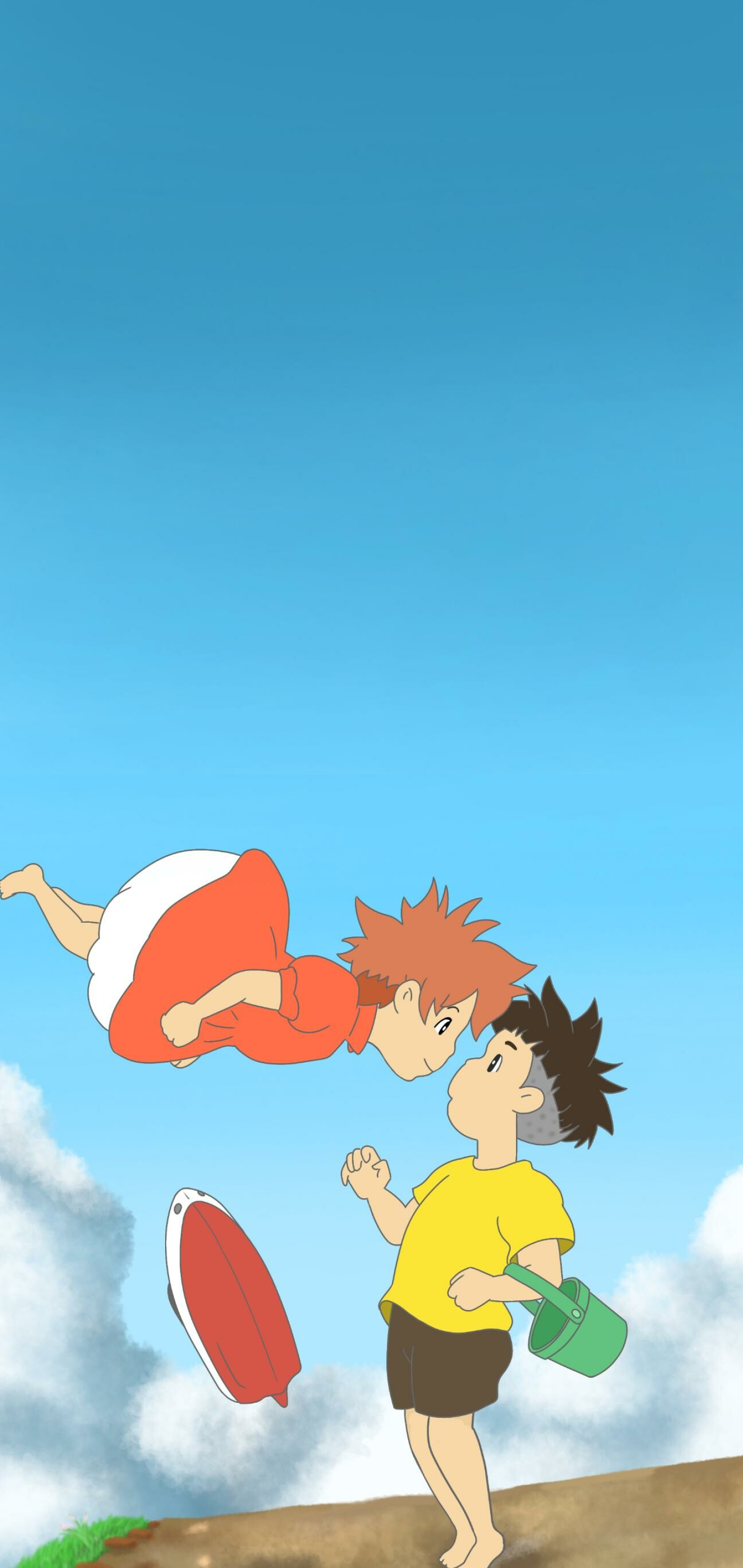 Ponyo: Animated by Studio Ghibli for the Nippon Television Network, Dentsu, Hakuhodo DY Media Partners, Buena Vista Home Entertainment, Mitsubishi, Distributed by Toho. 1440x3040 HD Wallpaper.