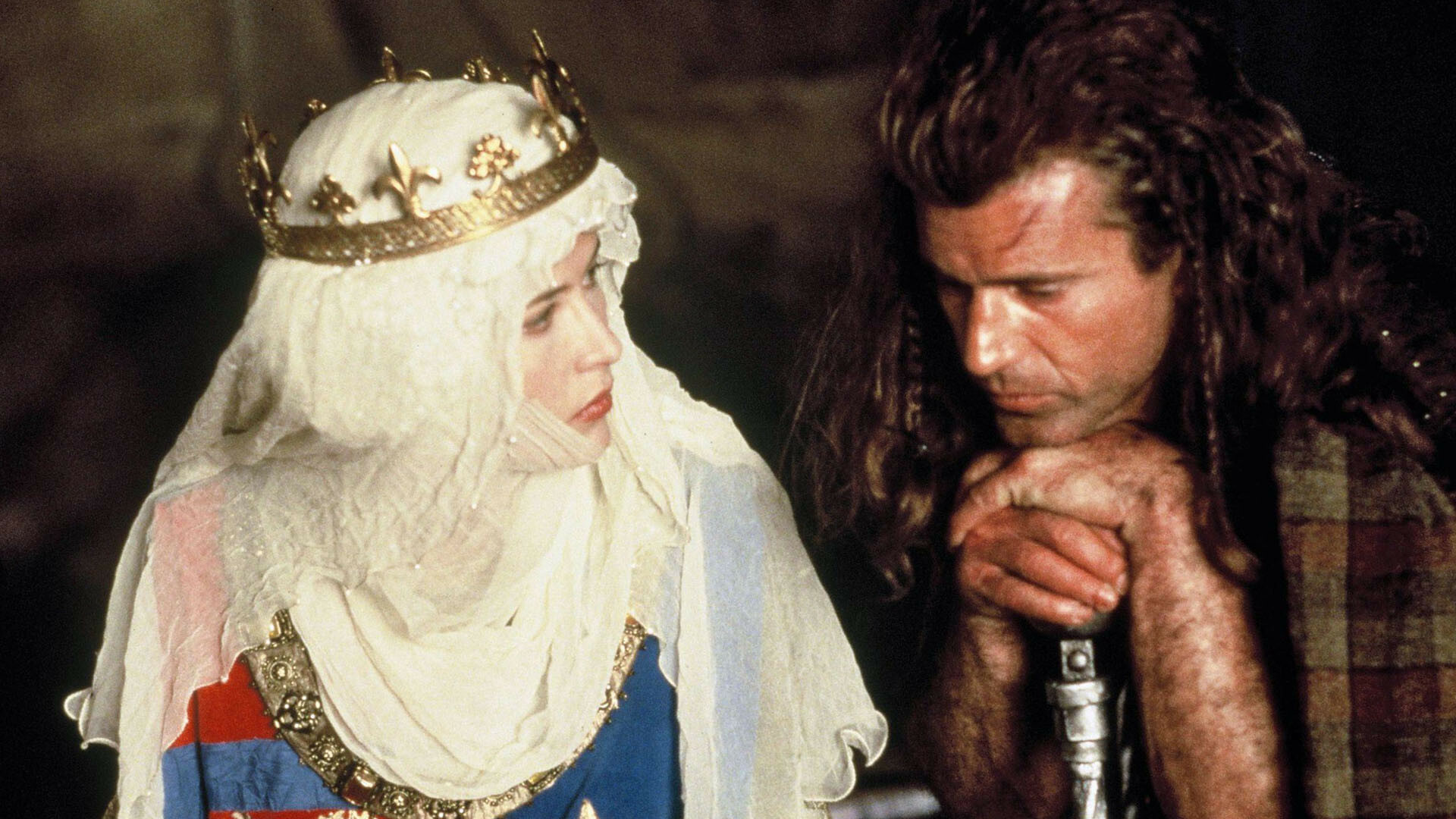 Braveheart: Mel Gibson and Sophie Marceau, The movie was released on May 24, 1995. 1920x1080 Full HD Background.