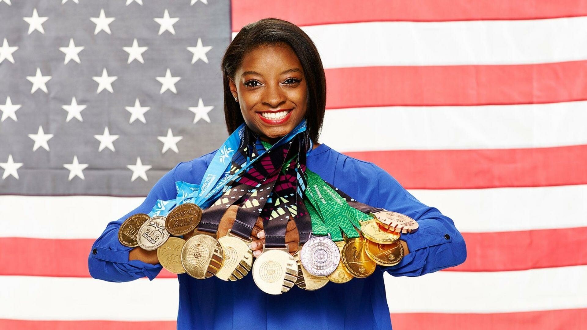 Simone Biles: She placed first in the all-around at the 2019 US World Championships trials. 1920x1080 Full HD Background.