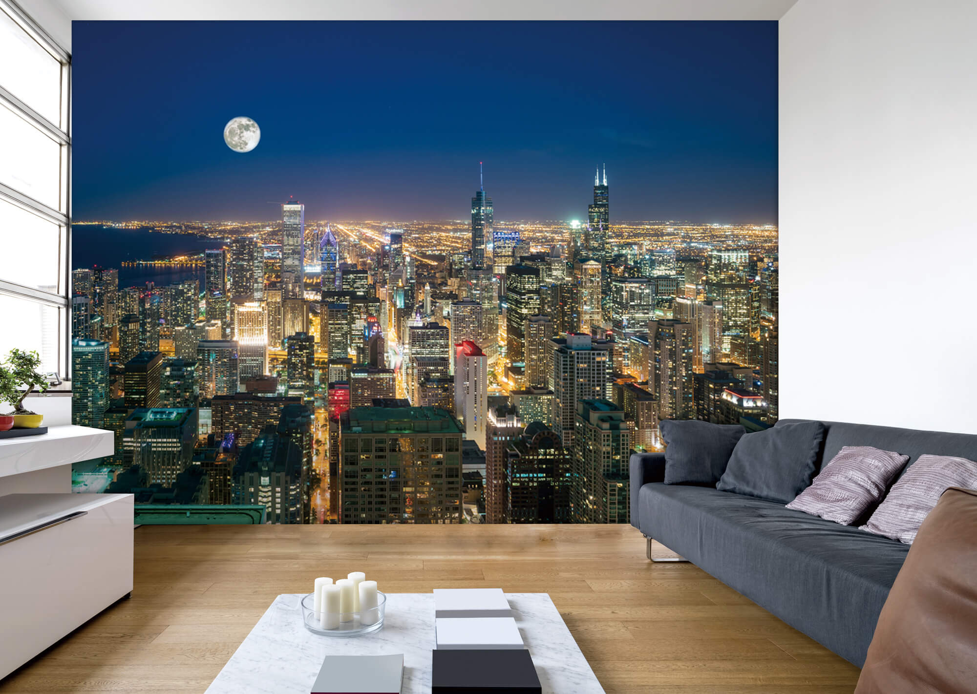 Skyline Mural, Travels, Chicago skyline, Large wall murals, 2000x1430 HD Desktop
