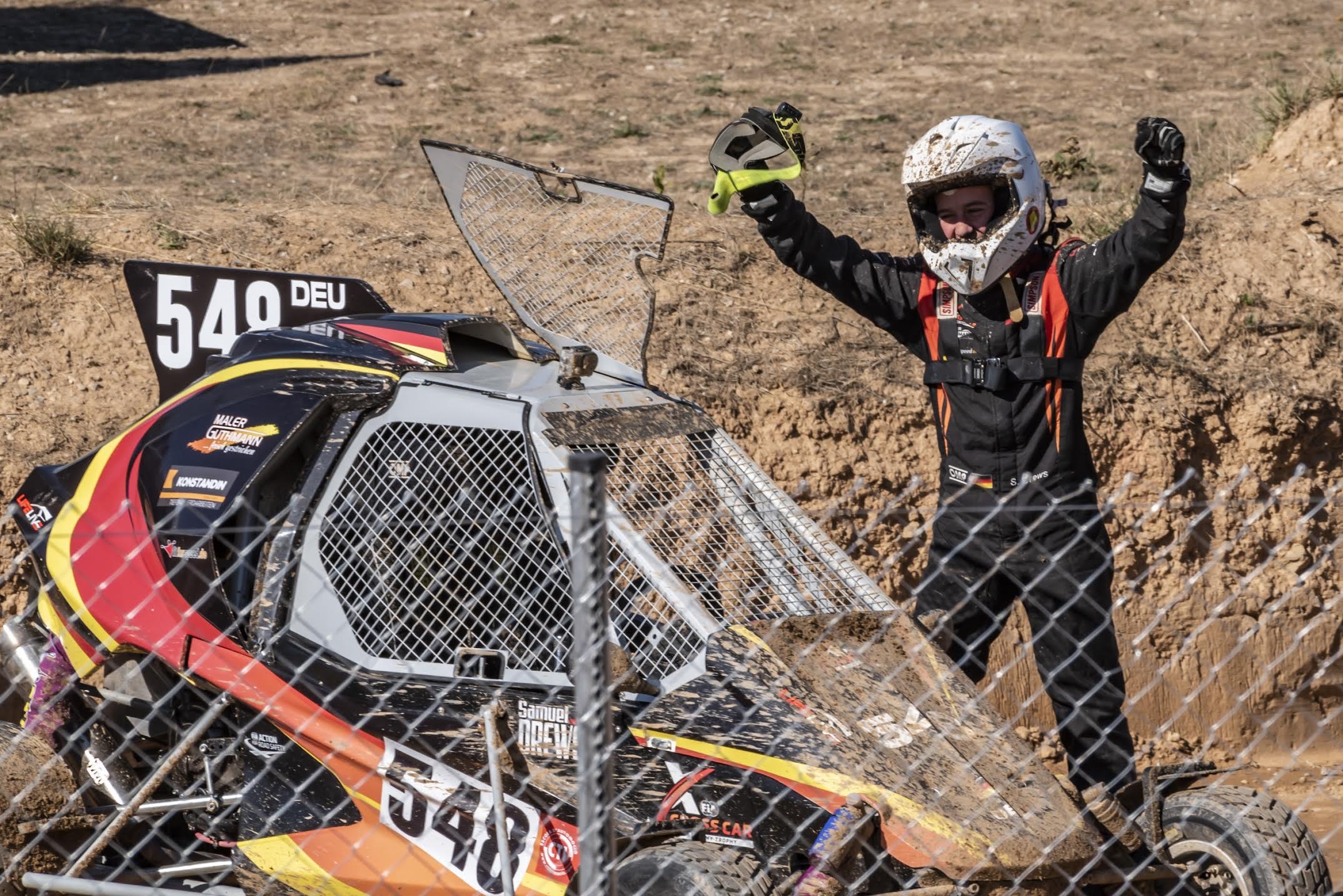 Autocross: Samuel Drews celebrates the victory at FIA Cross Car Academy Trophy Cup, An off-road buggy. 2150x1440 HD Wallpaper.