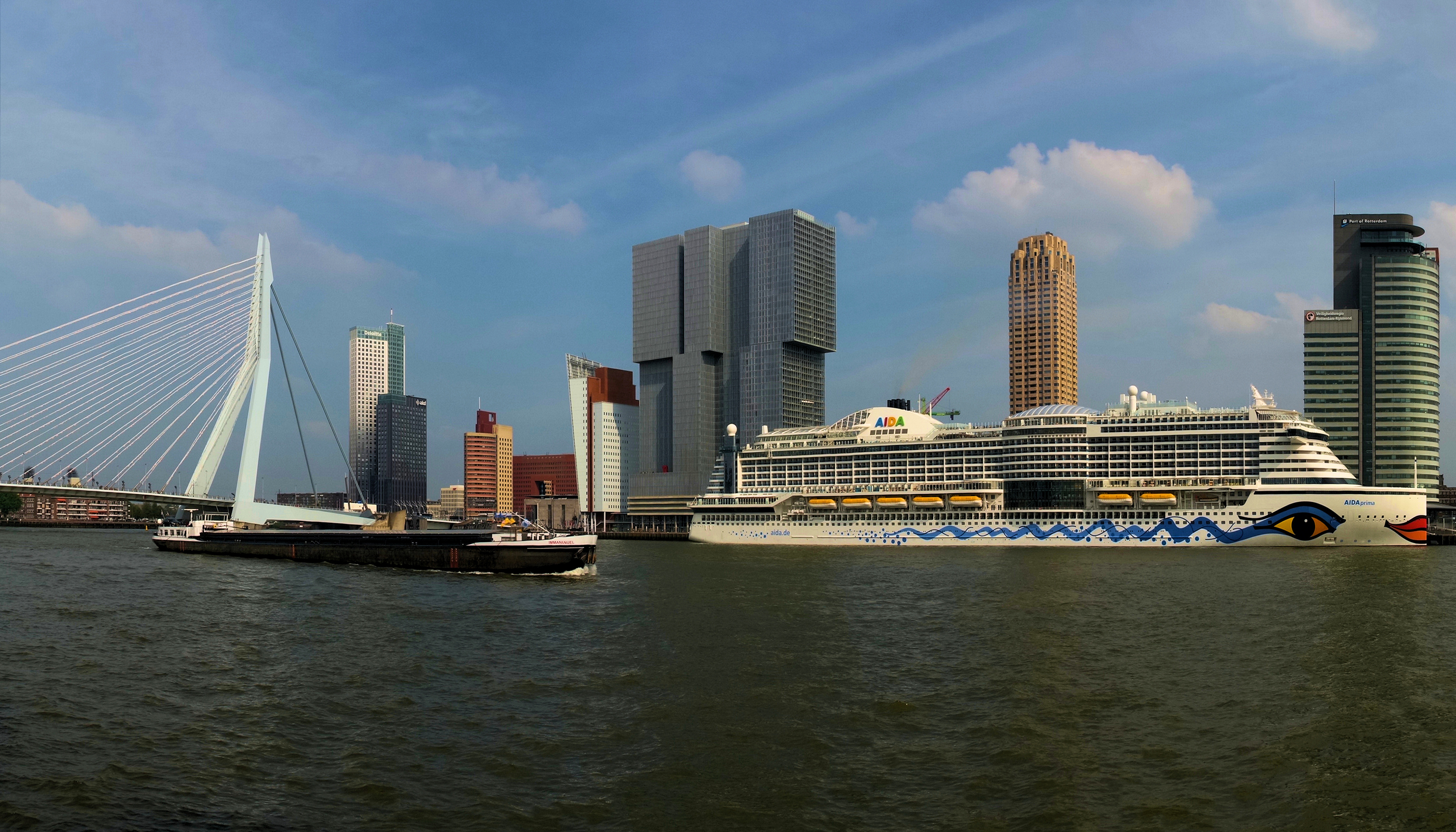 Rotterdam Skyline, Travels, Erasmus Rotterdam, South Holland, 3500x2000 HD Desktop
