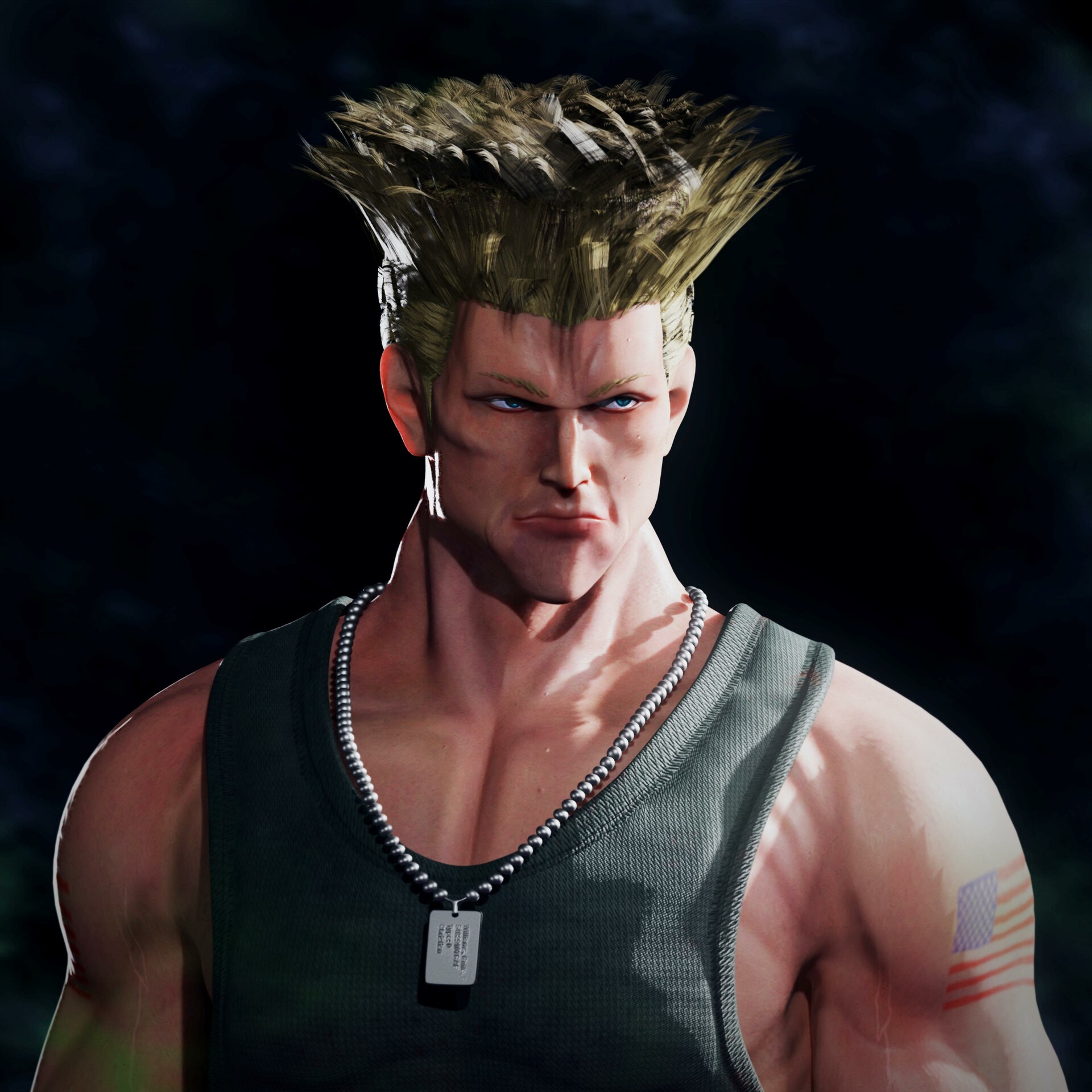 Guile, Street Fighter art, Creative illustrations, Artistic horizons, 1920x1920 HD Phone