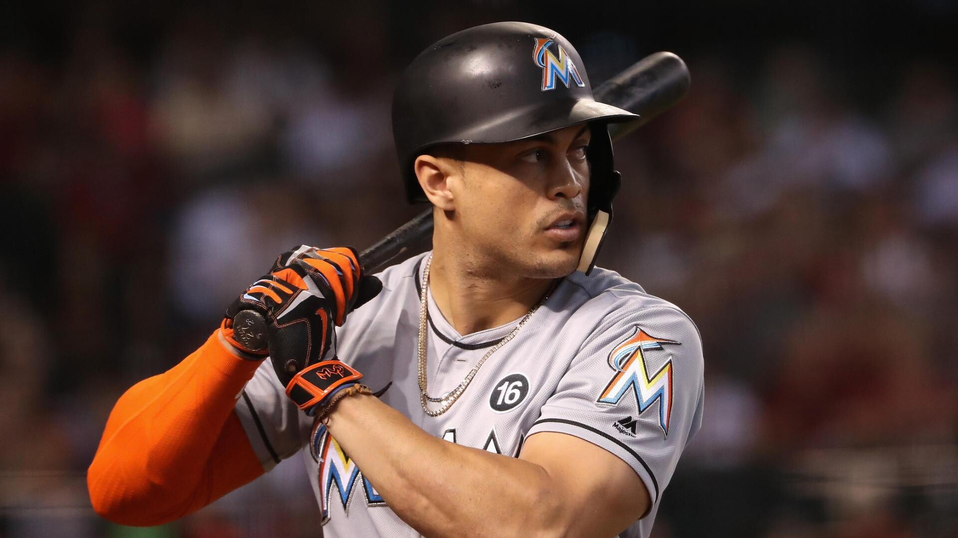 Giancarlo Stanton: The former Miami Marling outfielder, The MBA Most Valuable Player in 2022. 1920x1080 Full HD Background.
