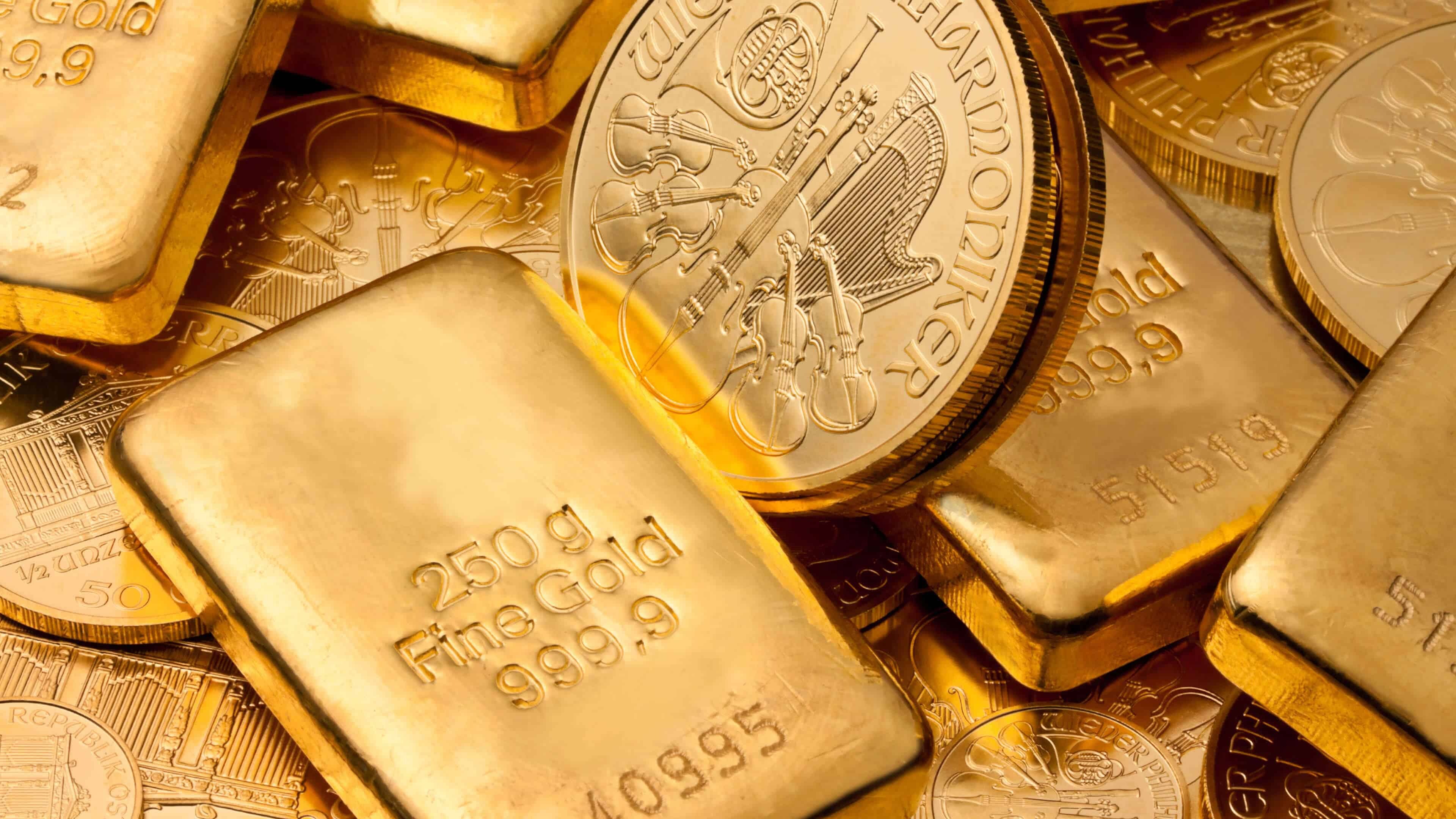 Gold Bullion, Precious metal bars, Stacked wealth, Safe investment, 3840x2160 4K Desktop