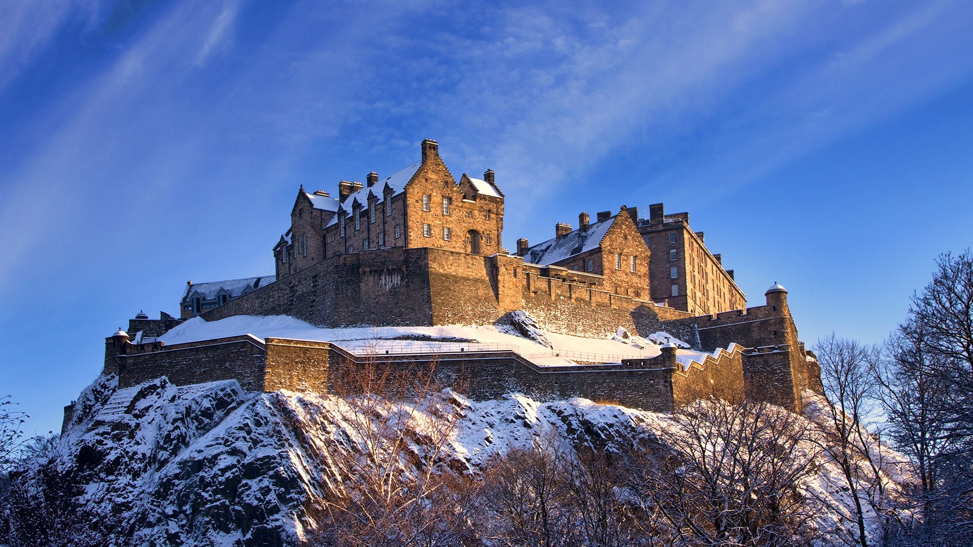 Edinburgh Castle, Travels, Winter sunset, UK's spotlight images, 1920x1080 Full HD Desktop