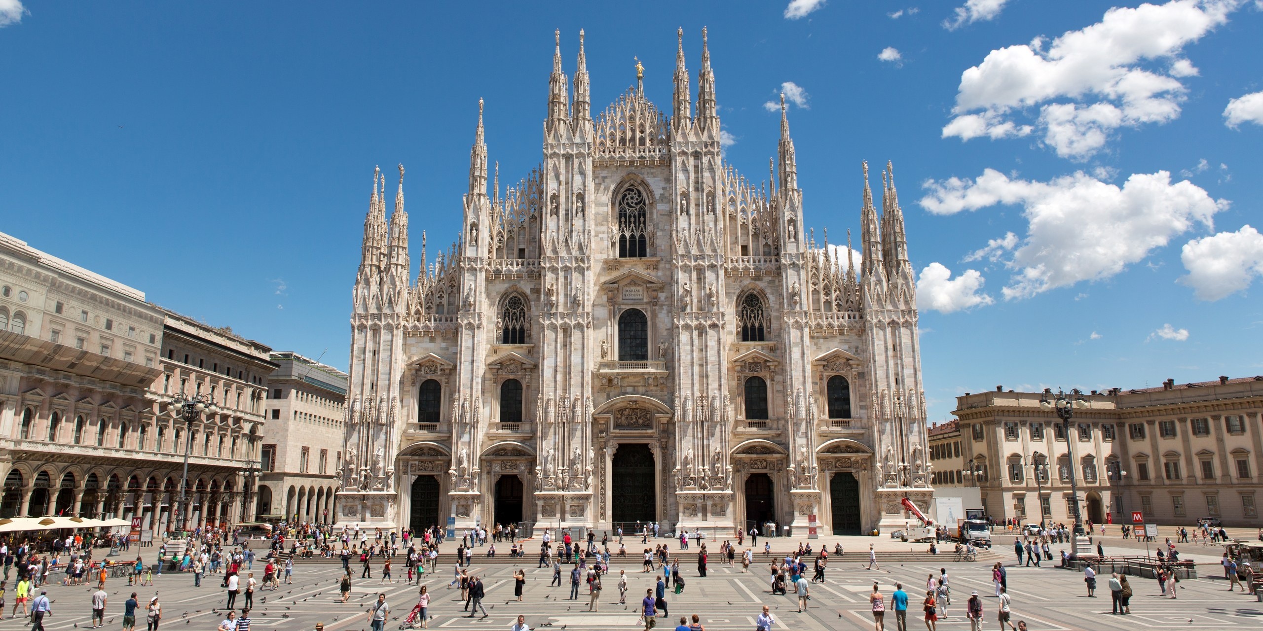 Milan Cathedral, Man-made, Milan pictures, 2019, 2560x1280 Dual Screen Desktop