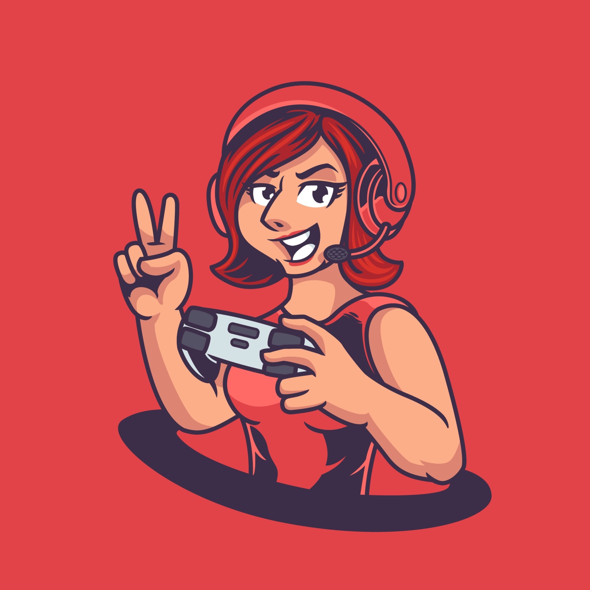 Gamer Girl, Mascot logo design, Beautiful characters, Gaming passion, 1920x1920 HD Phone
