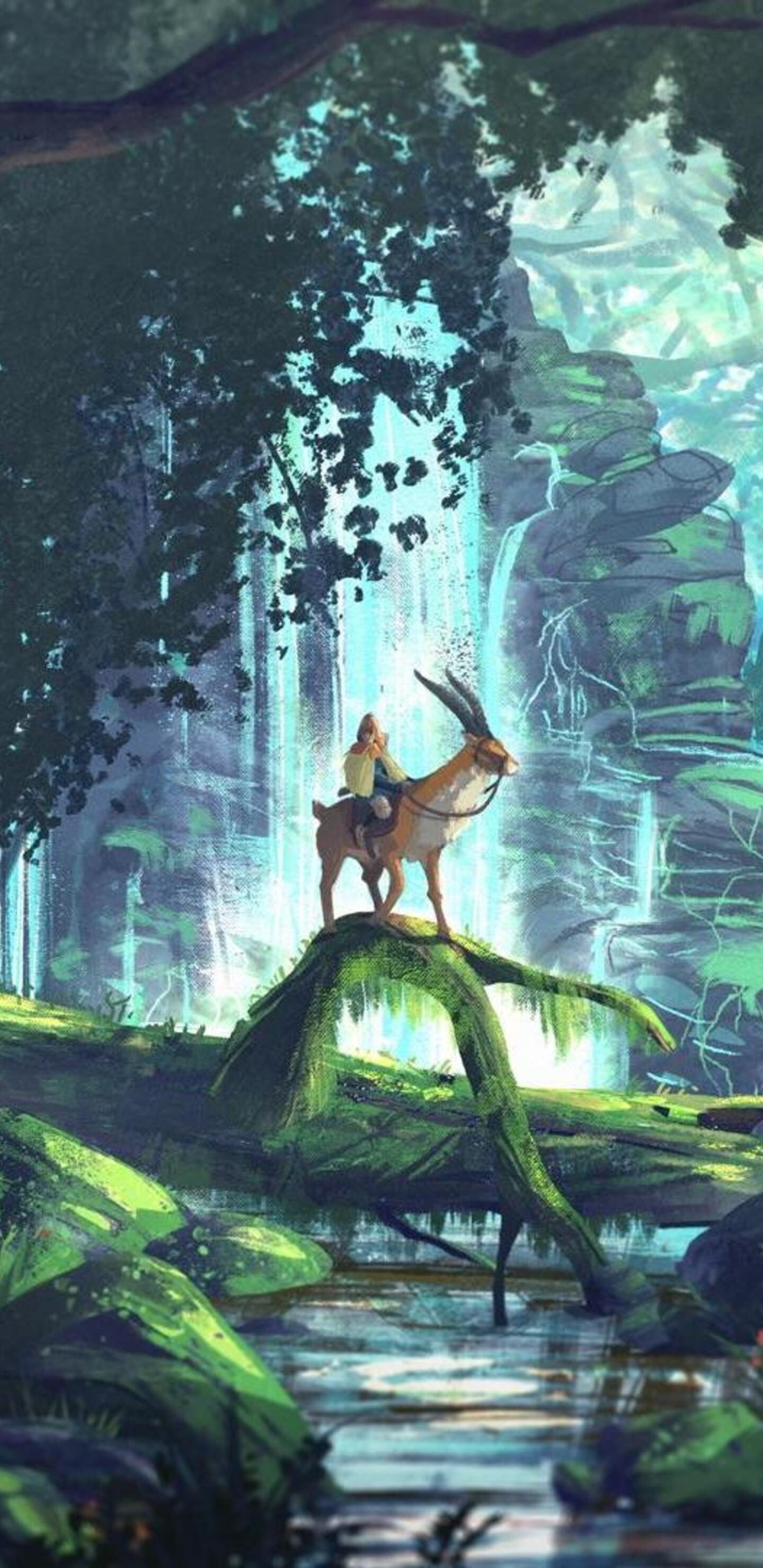 Studio Ghibli: Princess Mononoke, A 1997 animated epic historical fantasy film. 1440x2960 HD Background.