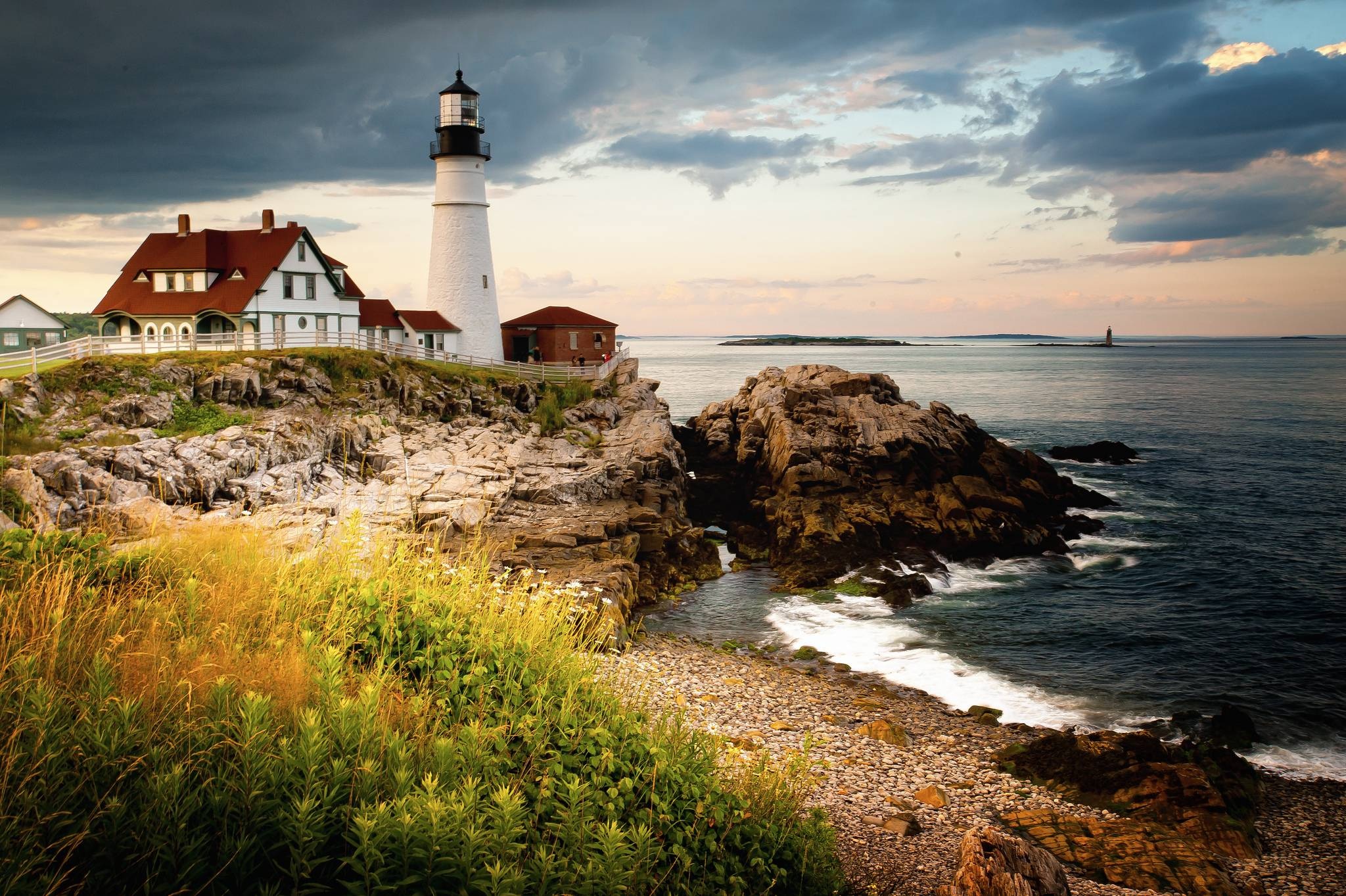 Beach and lighthouse wallpaper, Desktop background, Beautiful scenery, Ocean vibes, 2050x1370 HD Desktop
