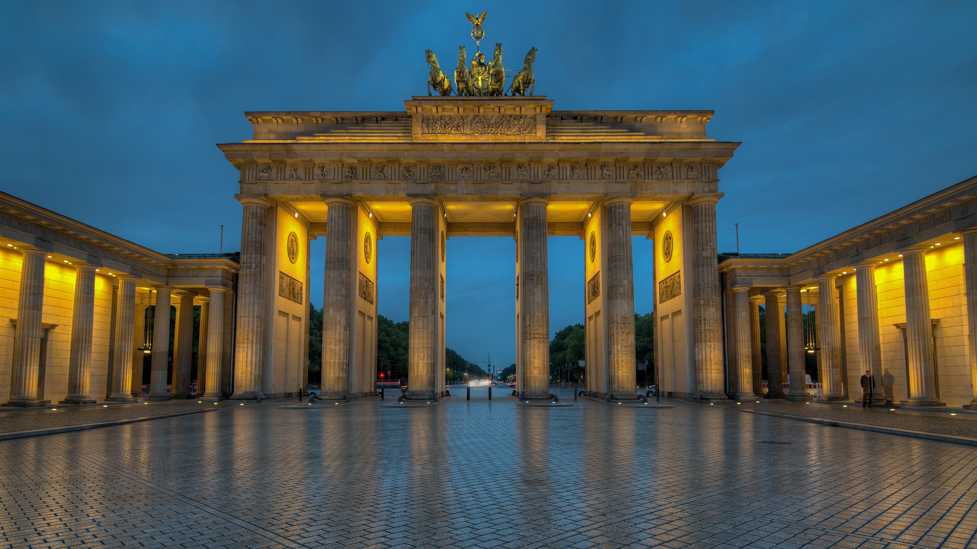 Germany: Berlin, Brandenburg Gate, The Pariser Platz, Architecture. 3840x2160 4K Background.