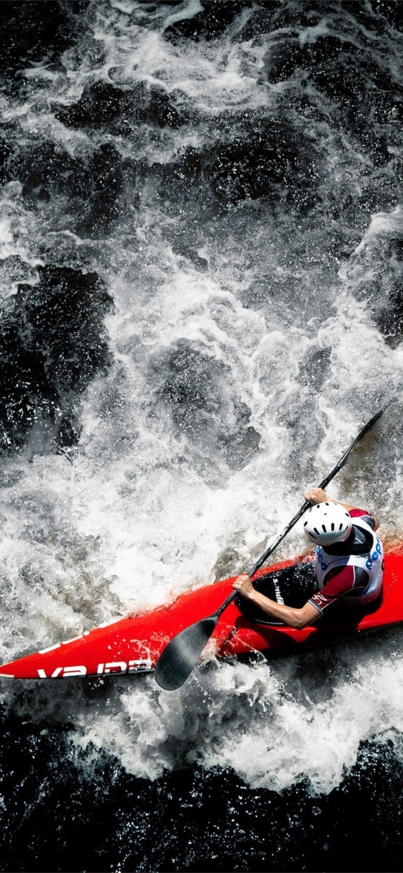 Rowing: Whitewater kayaking, An extreme boating discipline that is popular among adrenaline lovers. 1290x2780 HD Wallpaper.
